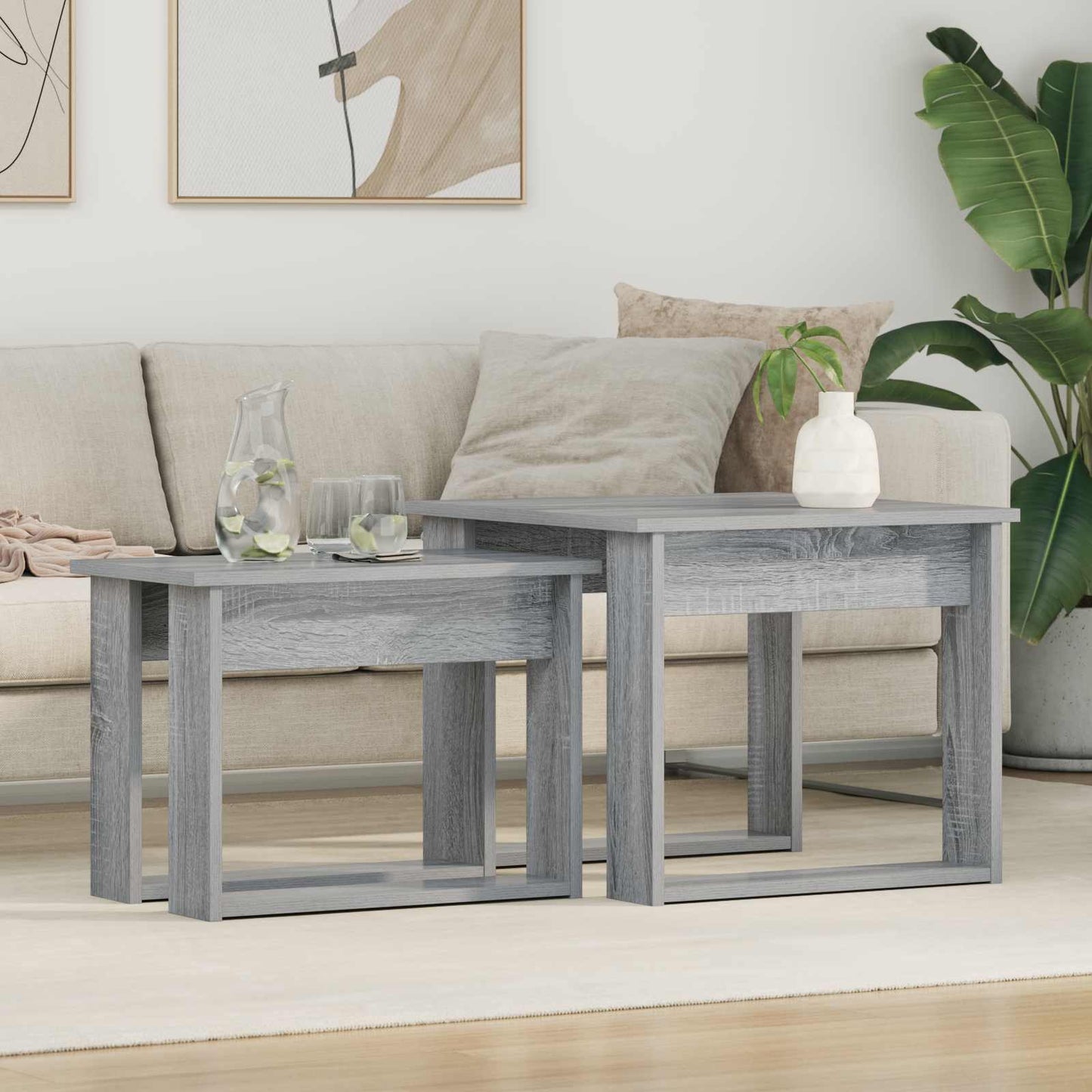 Koffietafel Set 2 pcs Grijs Sonoma Bewerkt hout is nu te koop bij PeponiXL, paradijselijk wonen!