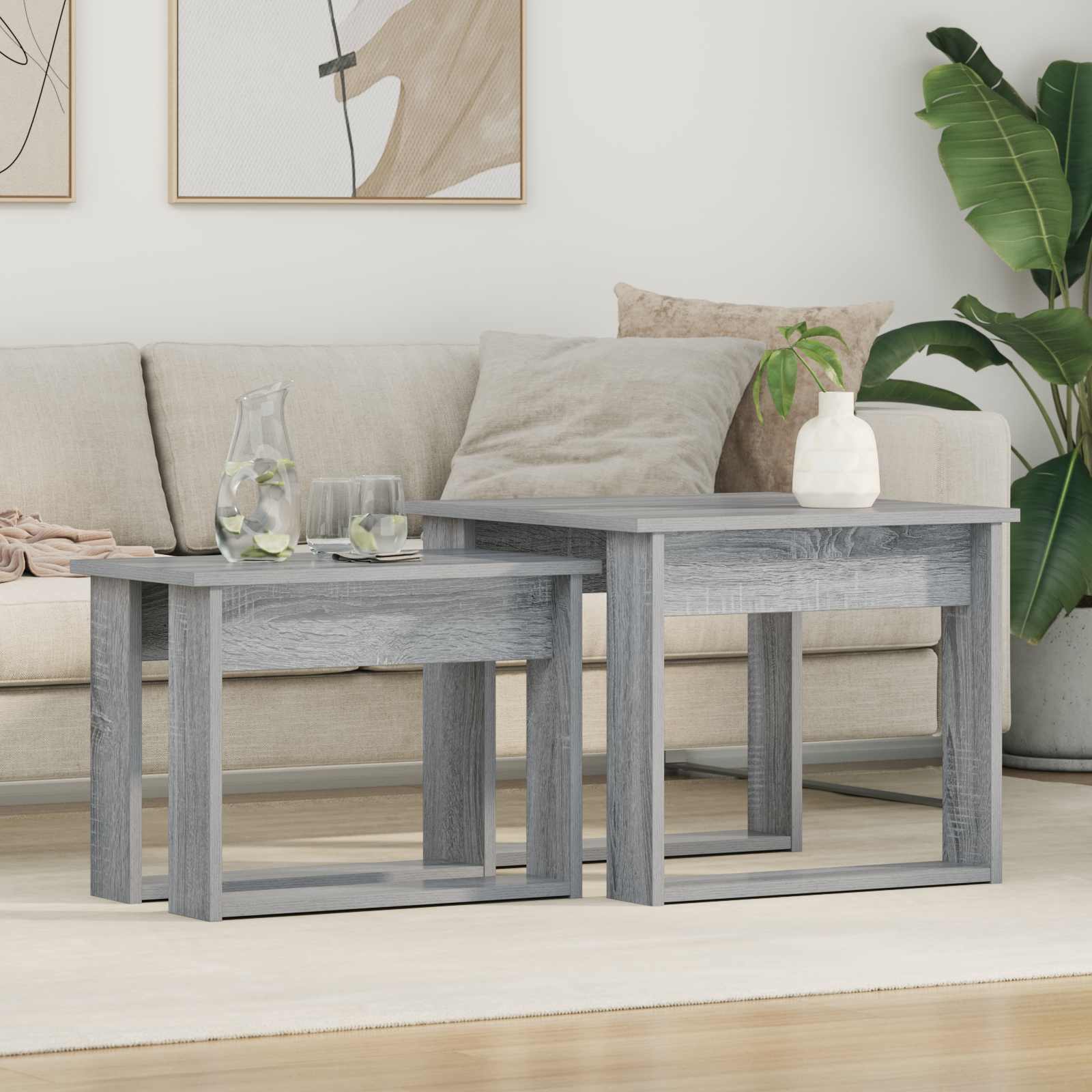 Koffietafel Set 2 pcs Grijs Sonoma Bewerkt hout is nu te koop bij PeponiXL, paradijselijk wonen!