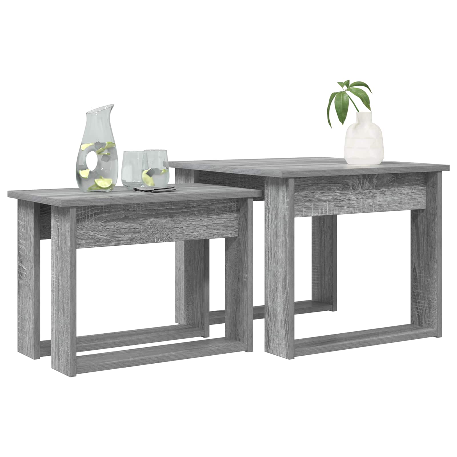Koffietafel Set 2 pcs Grijs Sonoma Bewerkt hout is nu te koop bij PeponiXL, paradijselijk wonen!