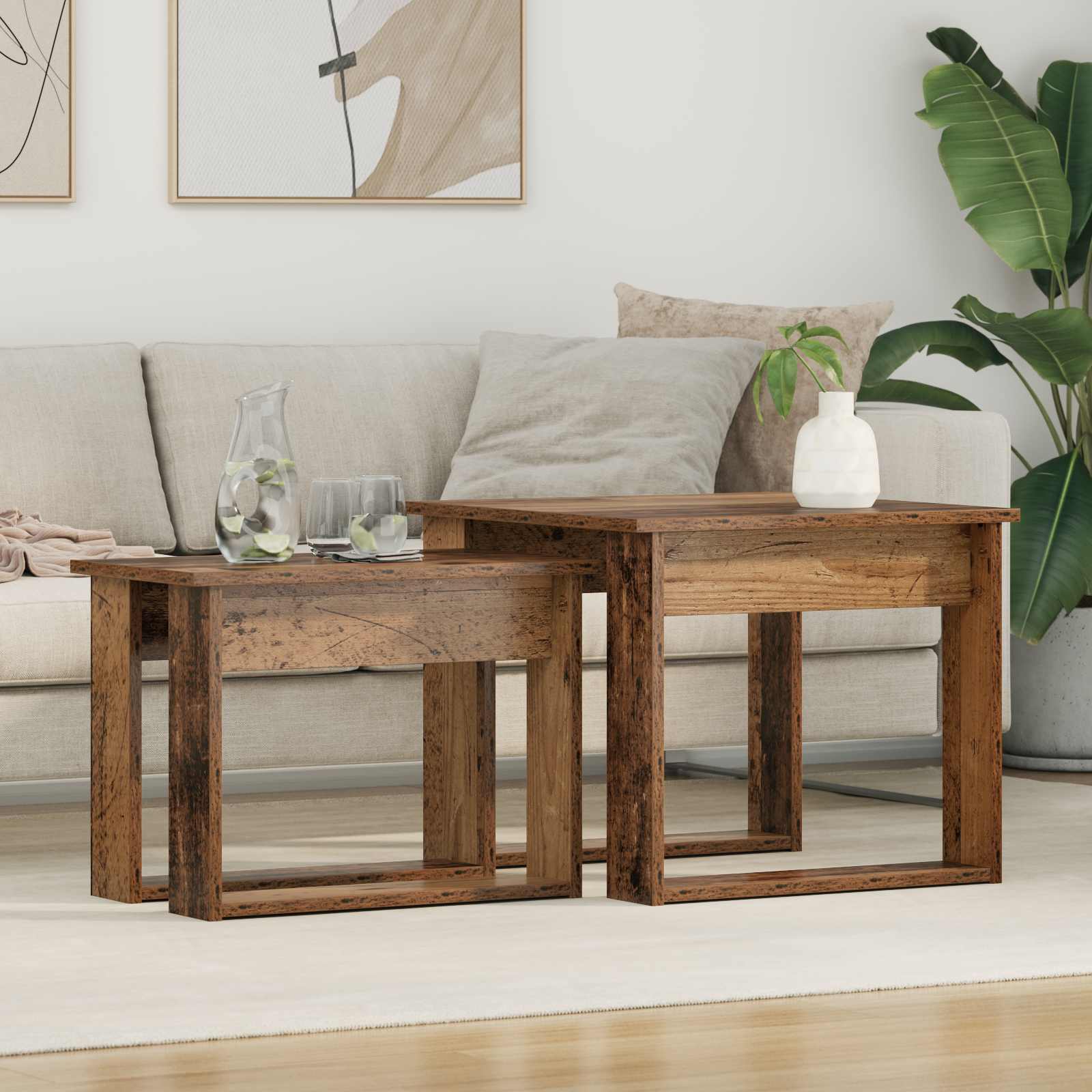 Koffietafel Set 2 pcs Oudhout Bewerkt hout is nu te koop bij PeponiXL, paradijselijk wonen!