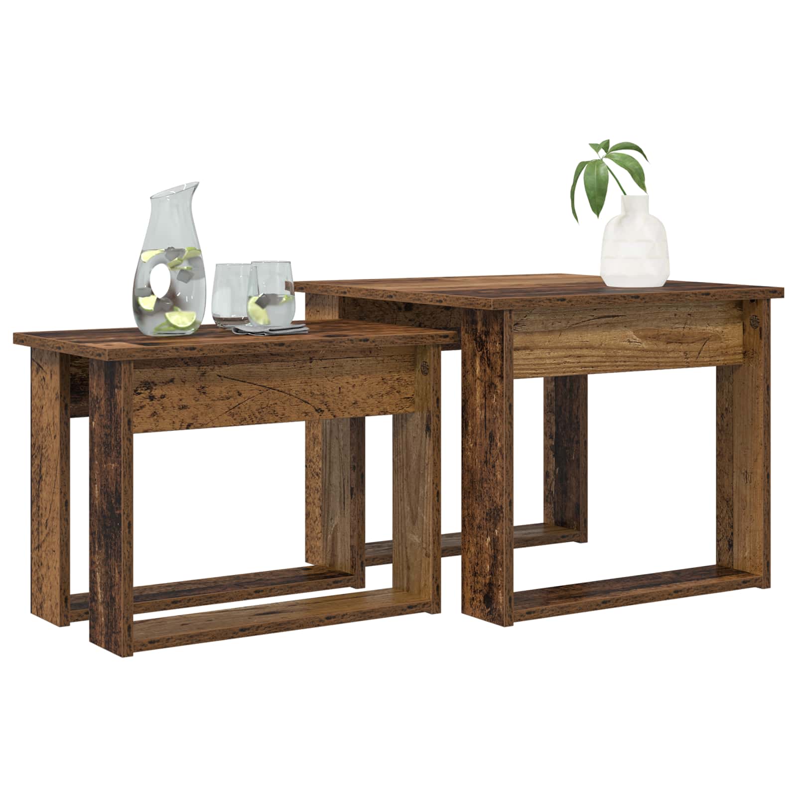 Koffietafel Set 2 pcs Oudhout Bewerkt hout is nu te koop bij PeponiXL, paradijselijk wonen!