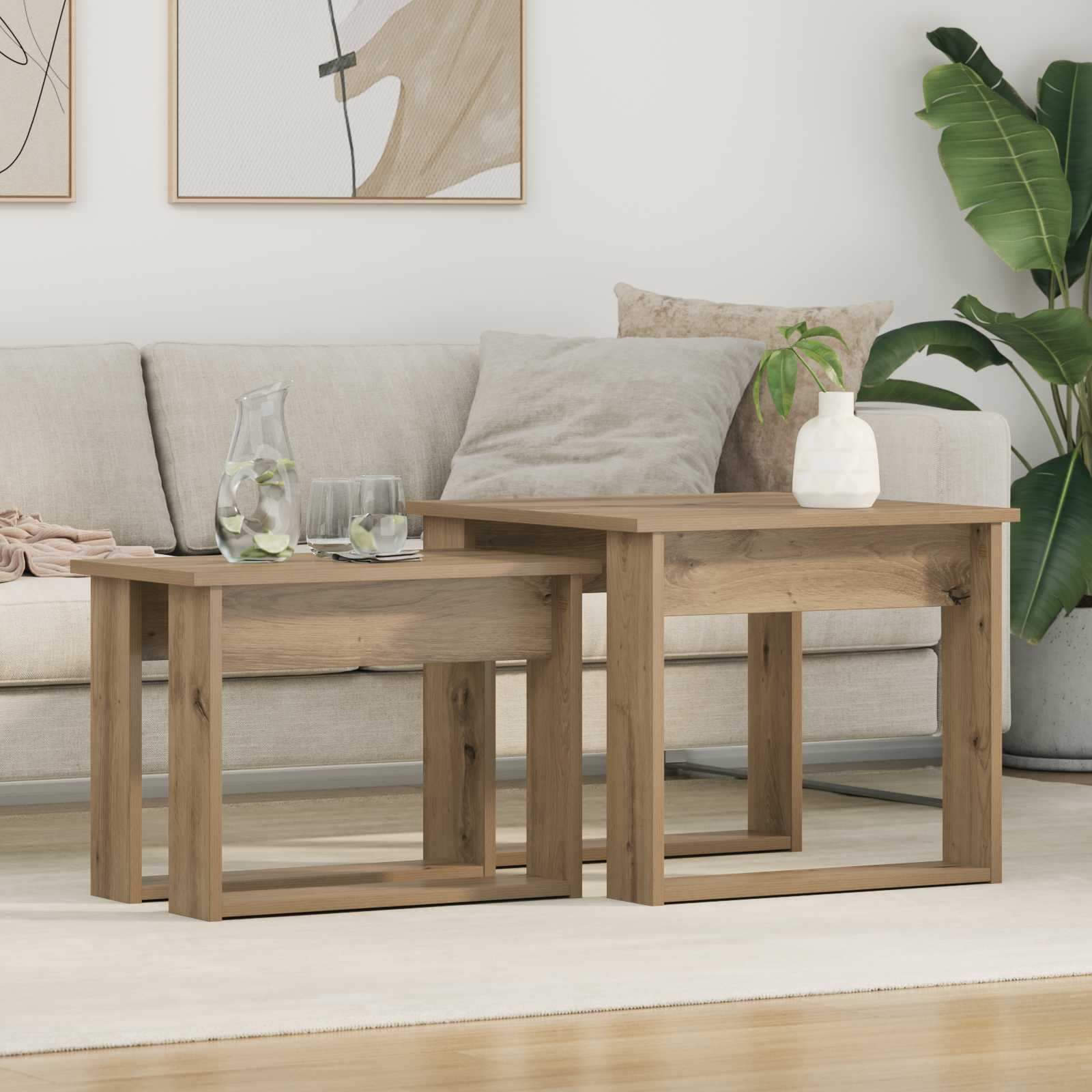 Koffietafel Set 2 pcs Artisan Eiken Bewerkt hout is nu te koop bij PeponiXL, paradijselijk wonen!