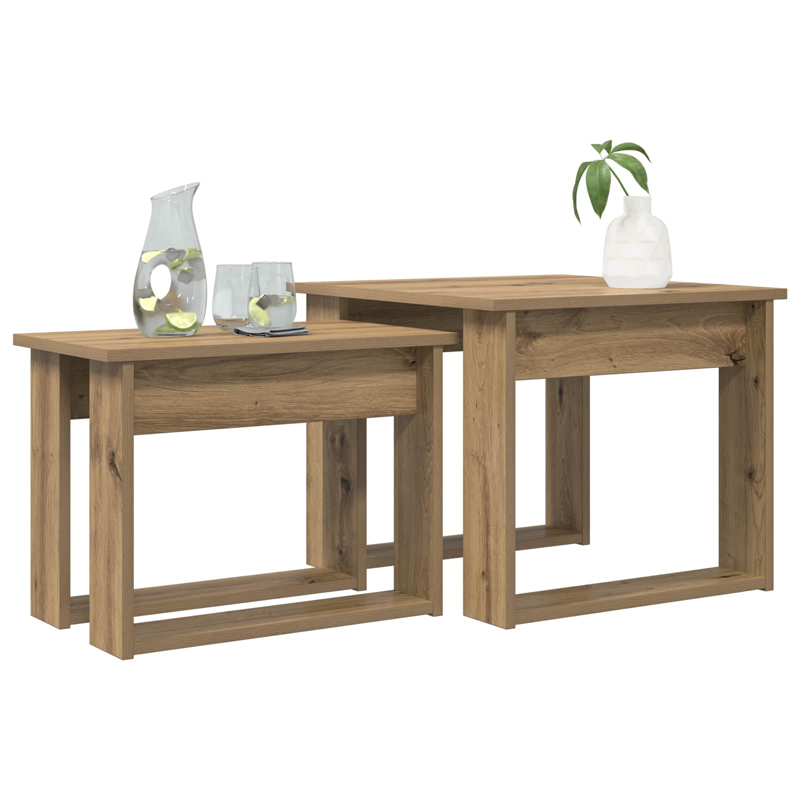 Koffietafel Set 2 pcs Artisan Eiken Bewerkt hout is nu te koop bij PeponiXL, paradijselijk wonen!