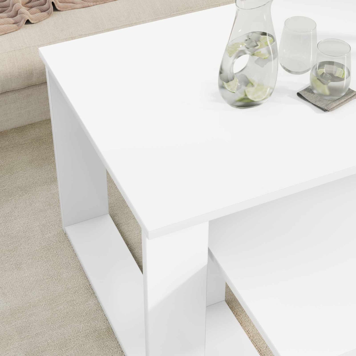 Koffietafel Set 2 pcs Wit Bewerkt hout is nu te koop bij PeponiXL, paradijselijk wonen!