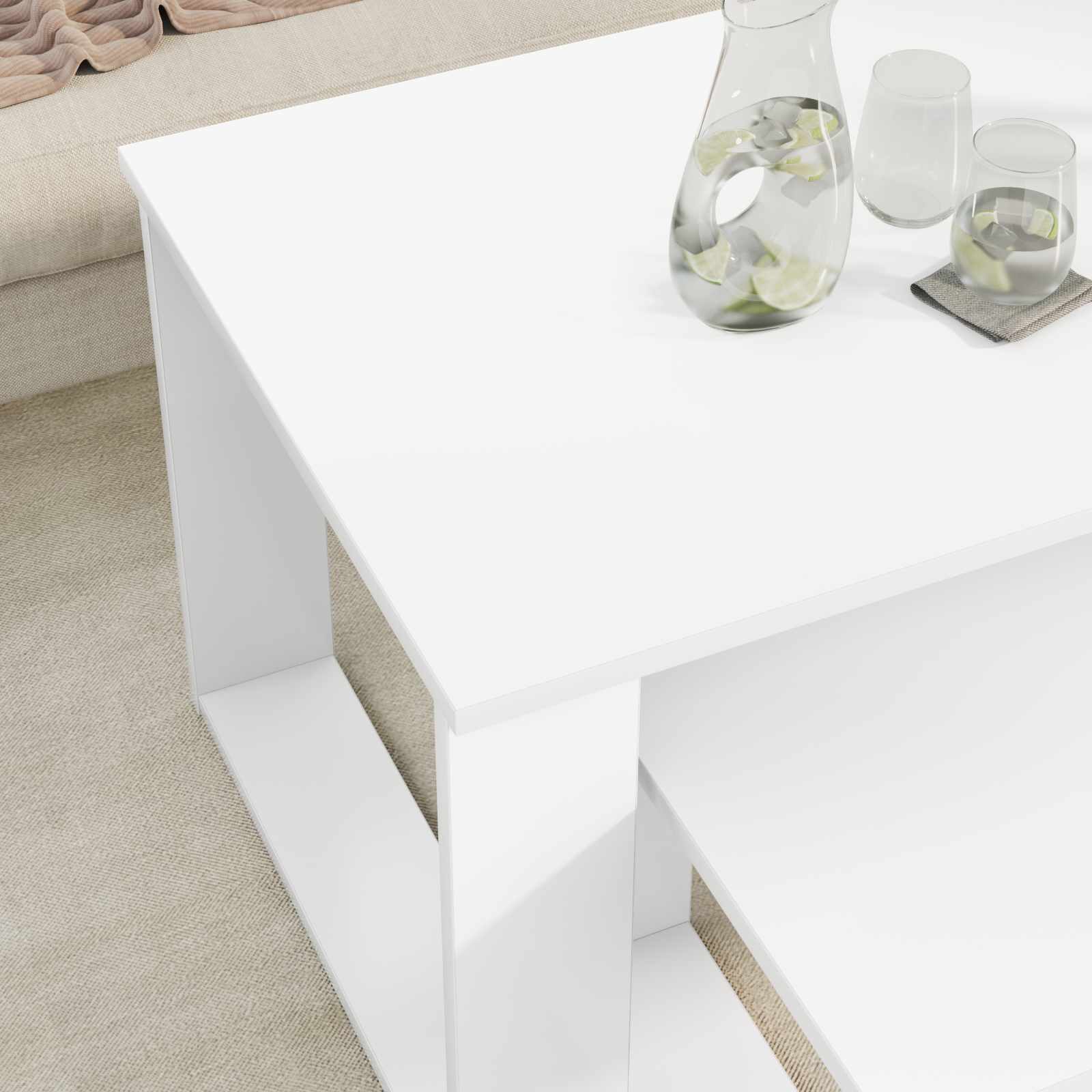 Koffietafel Set 2 pcs Wit Bewerkt hout is nu te koop bij PeponiXL, paradijselijk wonen!