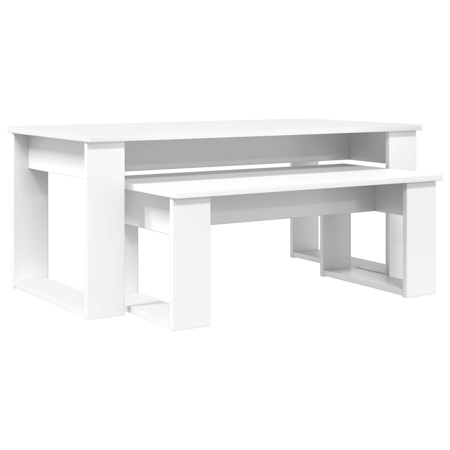 Koffietafel Set 2 pcs Wit Bewerkt hout is nu te koop bij PeponiXL, paradijselijk wonen!