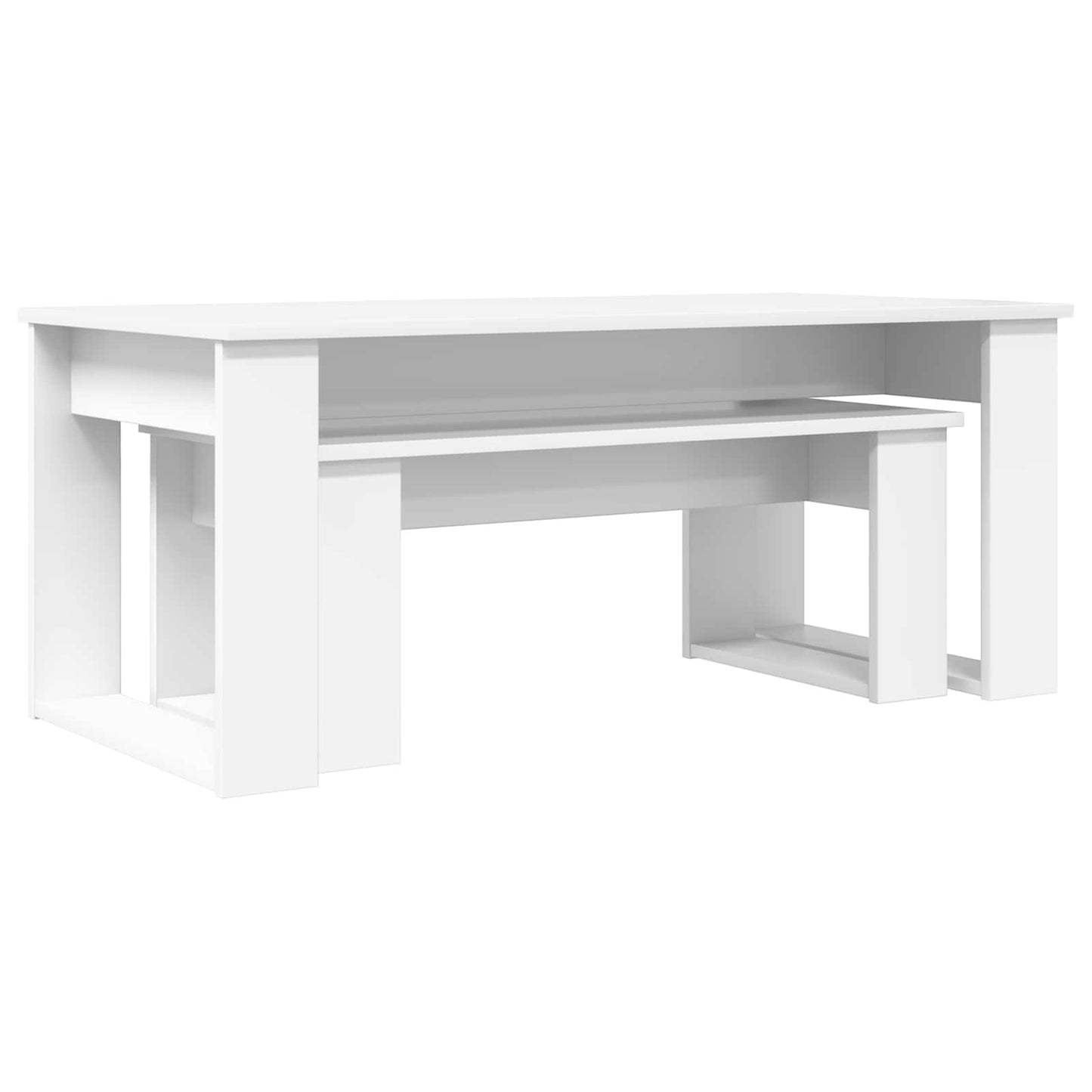 Koffietafel Set 2 pcs Wit Bewerkt hout is nu te koop bij PeponiXL, paradijselijk wonen!
