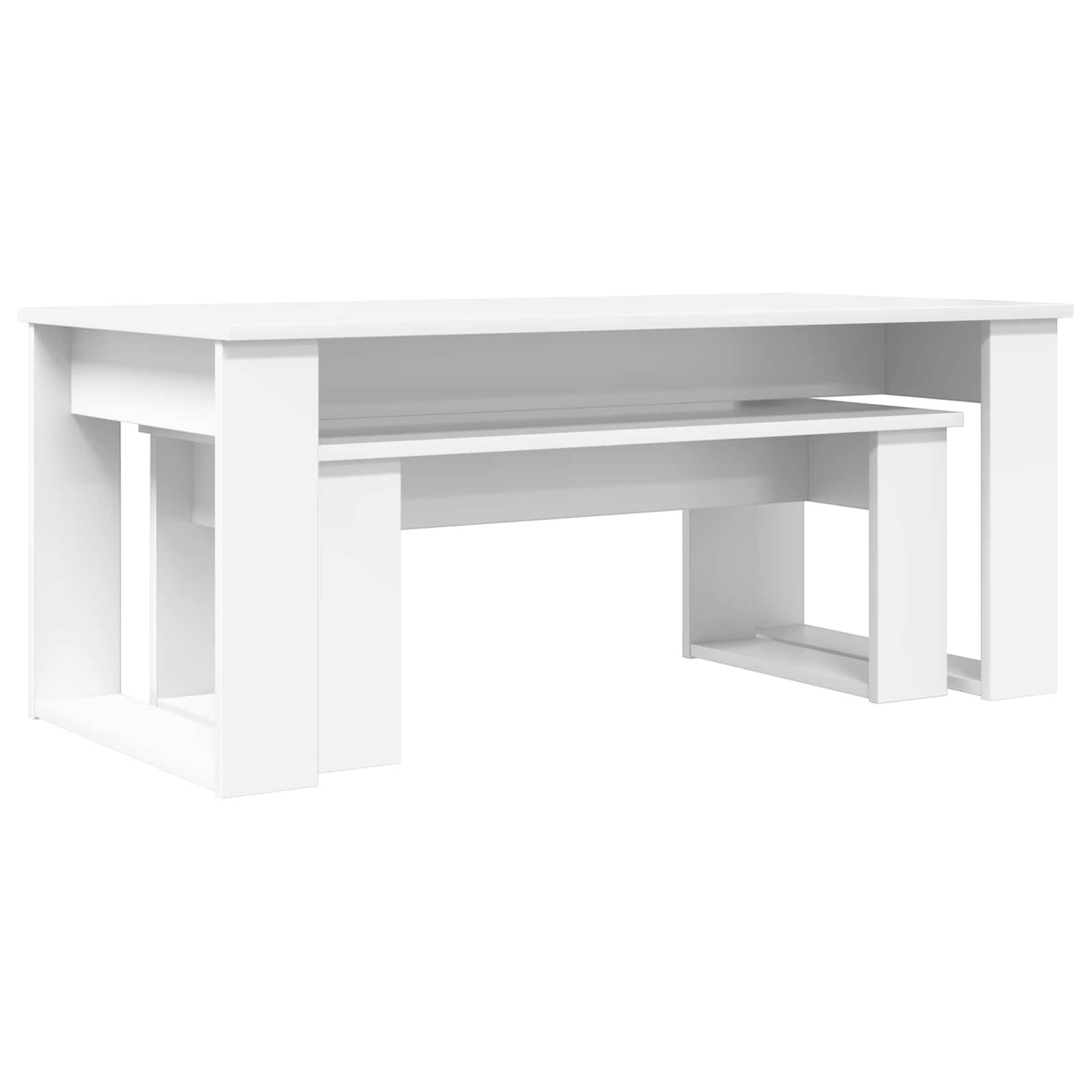 Koffietafel Set 2 pcs Wit Bewerkt hout is nu te koop bij PeponiXL, paradijselijk wonen!