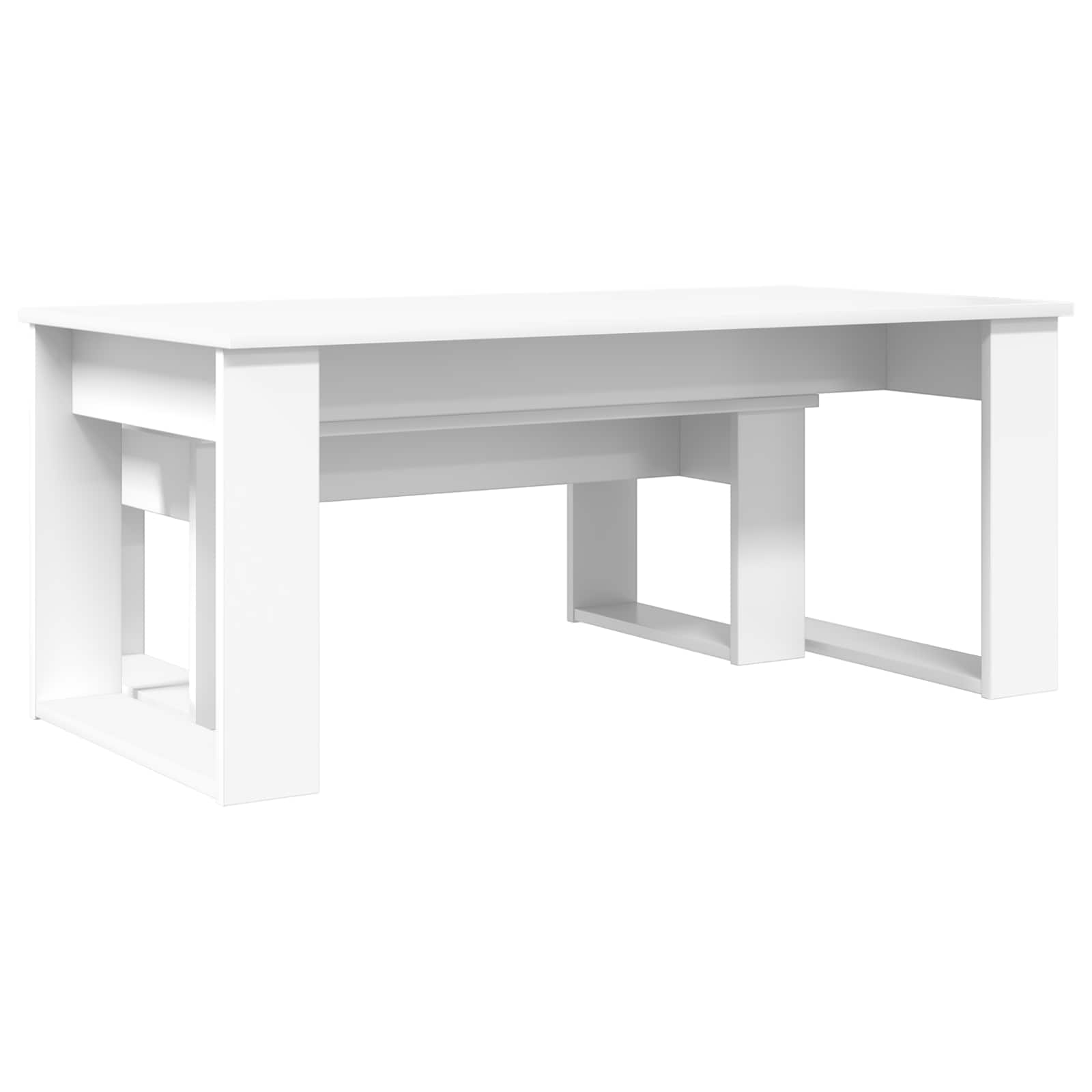 Koffietafel Set 2 pcs Wit Bewerkt hout is nu te koop bij PeponiXL, paradijselijk wonen!