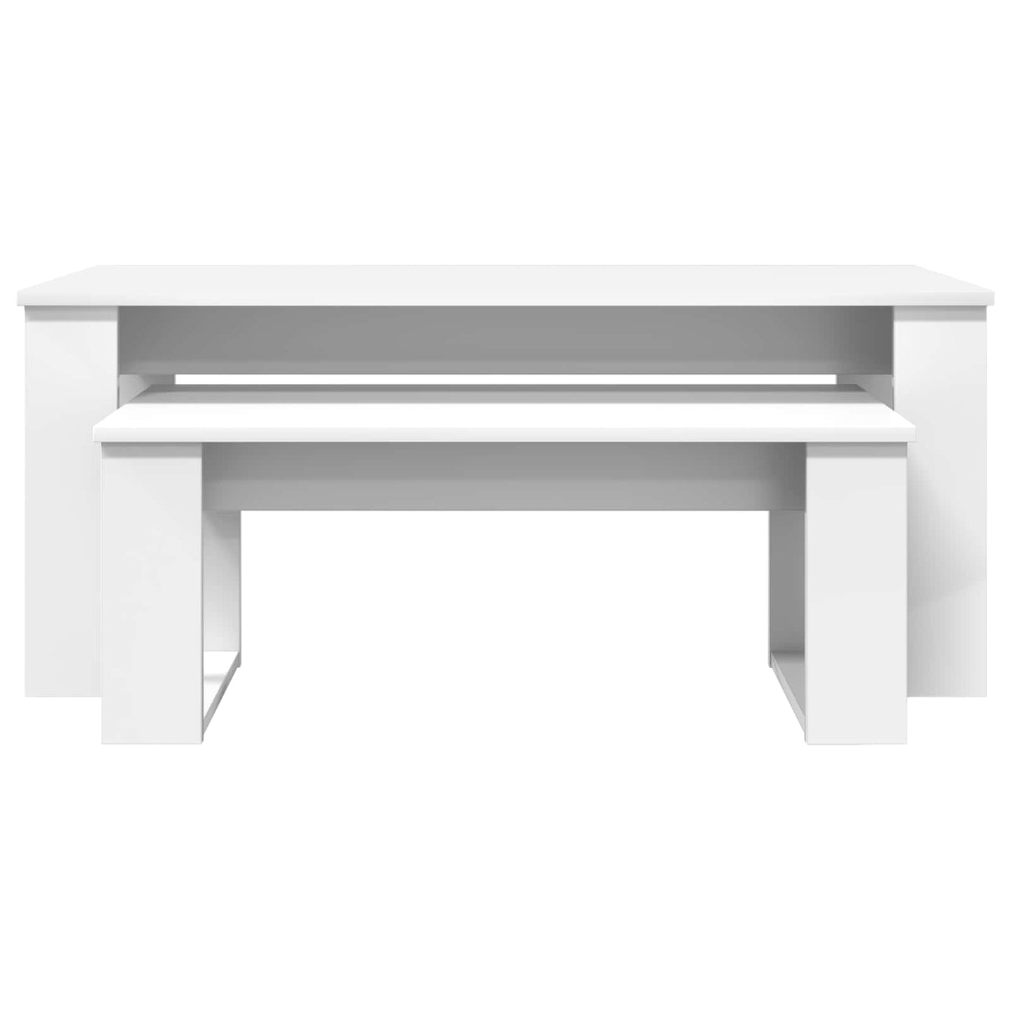 Koffietafel Set 2 pcs Wit Bewerkt hout is nu te koop bij PeponiXL, paradijselijk wonen!