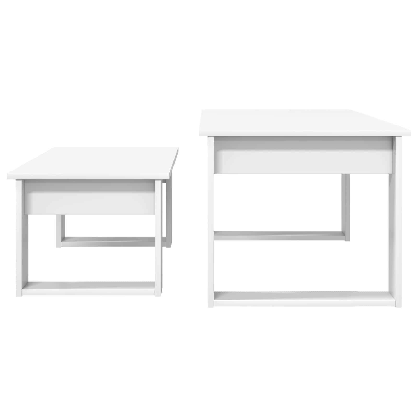 Koffietafel Set 2 pcs Wit Bewerkt hout is nu te koop bij PeponiXL, paradijselijk wonen!