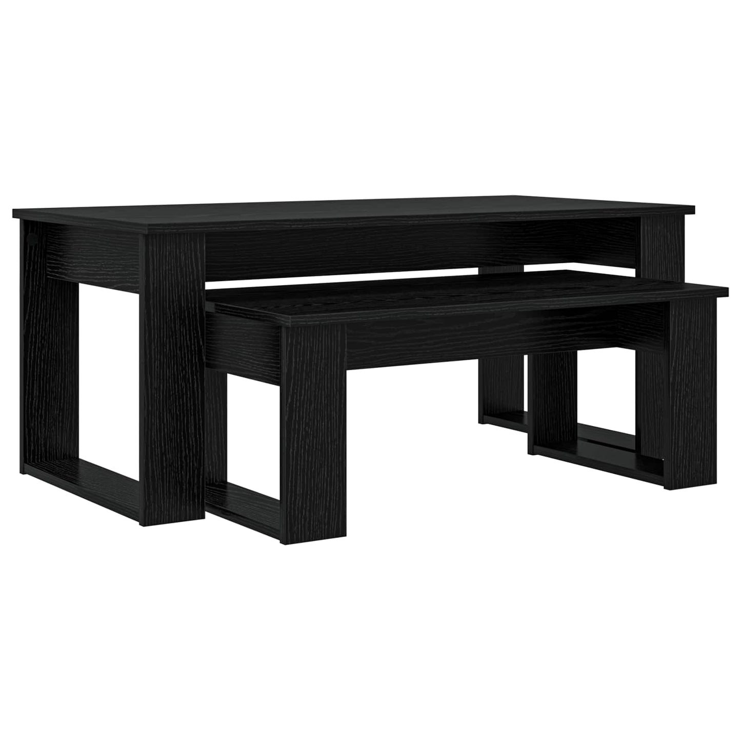Koffietafel Set 2 pcs Zwart Eiken Bewerkt hout is nu te koop bij PeponiXL, paradijselijk wonen!