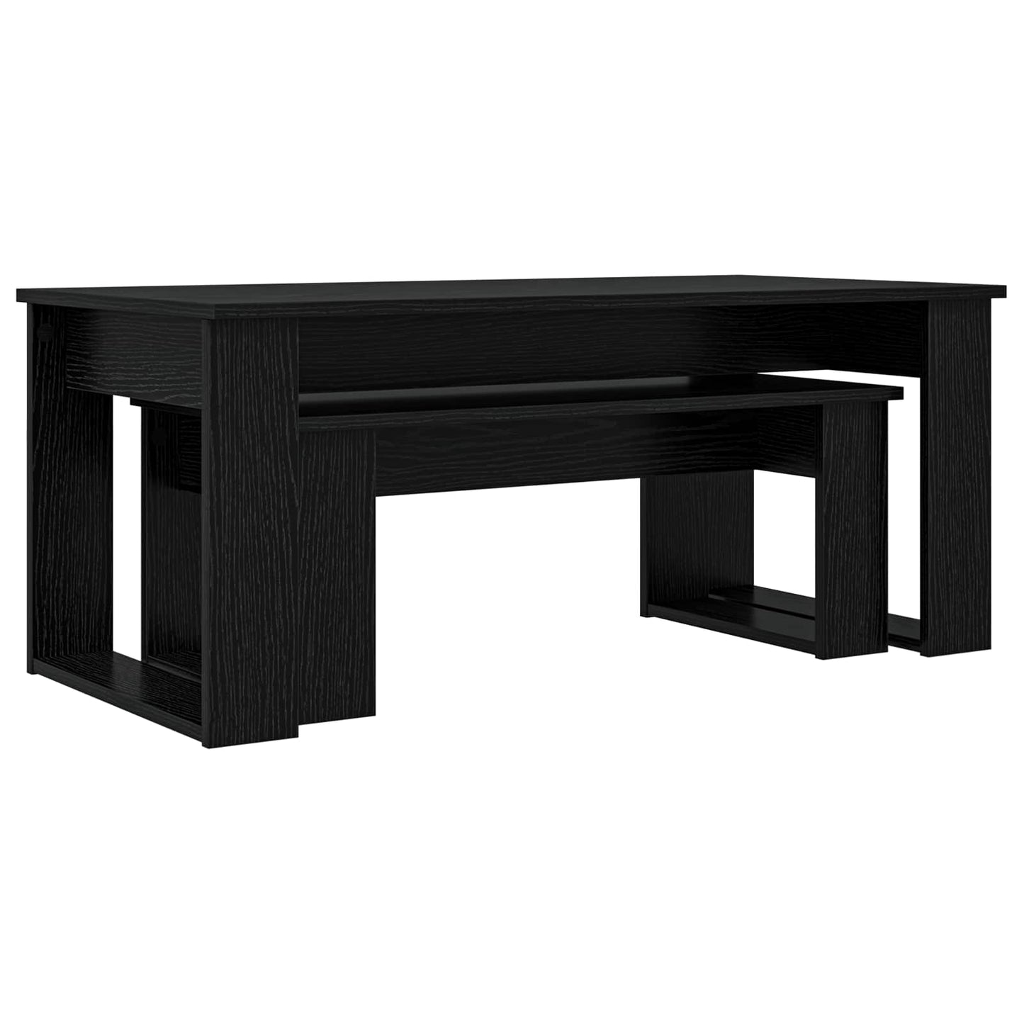 Koffietafel Set 2 pcs Zwart Eiken Bewerkt hout is nu te koop bij PeponiXL, paradijselijk wonen!