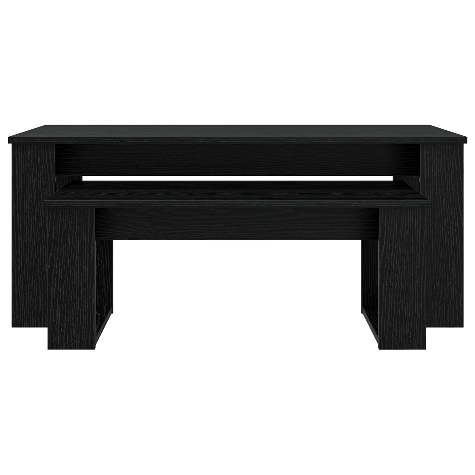 Koffietafel Set 2 pcs Zwart Eiken Bewerkt hout is nu te koop bij PeponiXL, paradijselijk wonen!