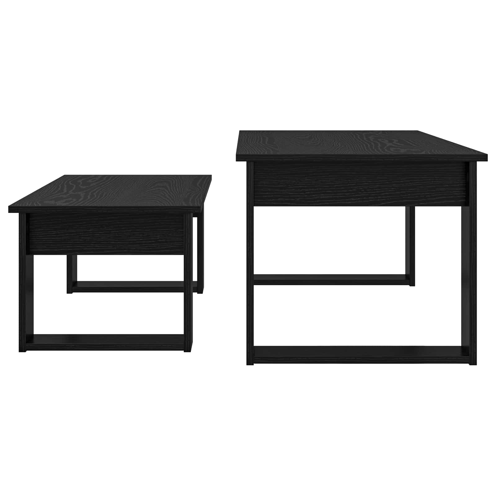 Koffietafel Set 2 pcs Zwart Eiken Bewerkt hout is nu te koop bij PeponiXL, paradijselijk wonen!