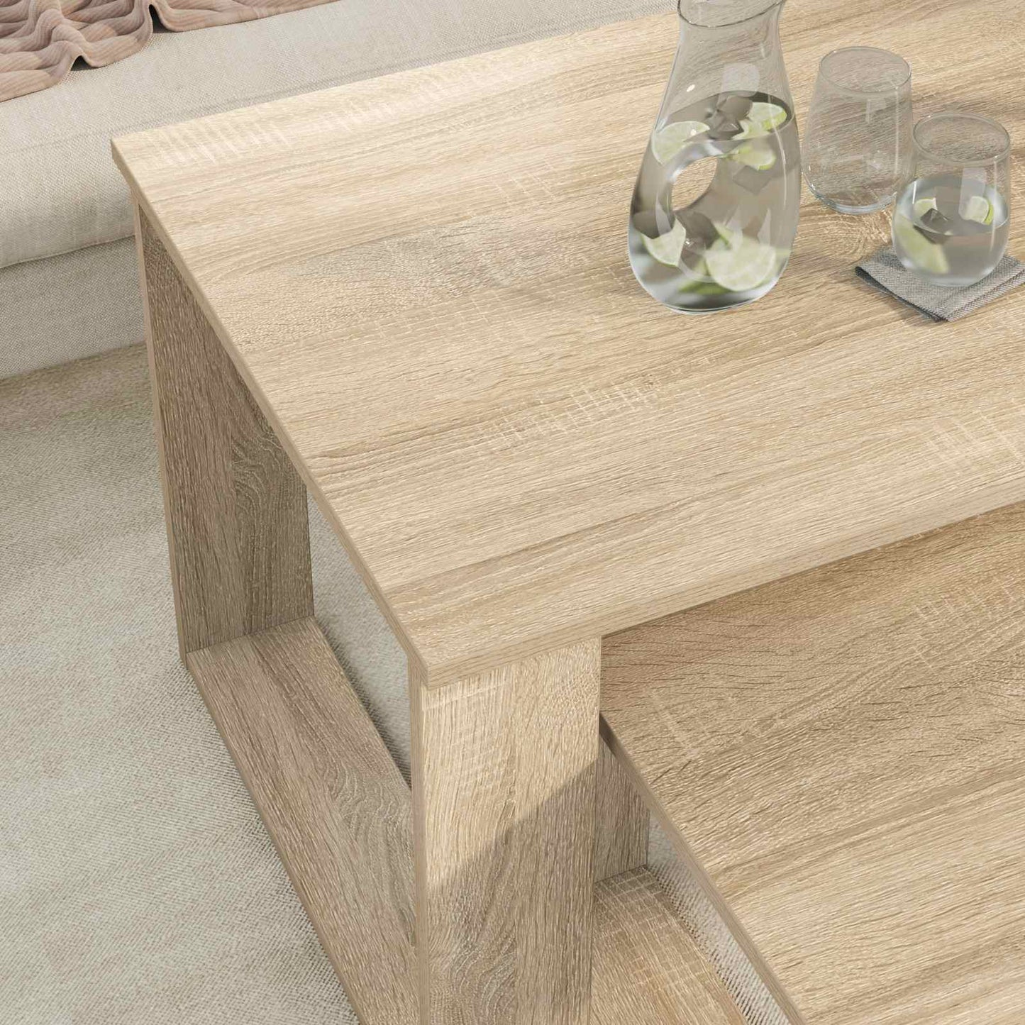 Koffietafel Set 2 pcs Sonoma Eiken Bewerkt hout is nu te koop bij PeponiXL, paradijselijk wonen!