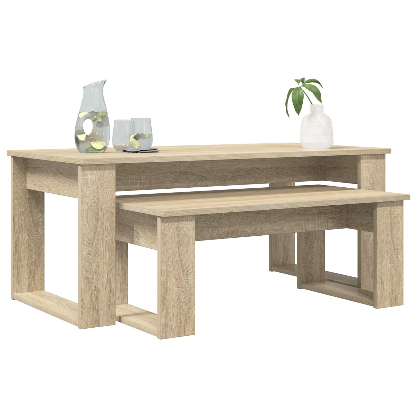 Koffietafel Set 2 pcs Sonoma Eiken Bewerkt hout is nu te koop bij PeponiXL, paradijselijk wonen!