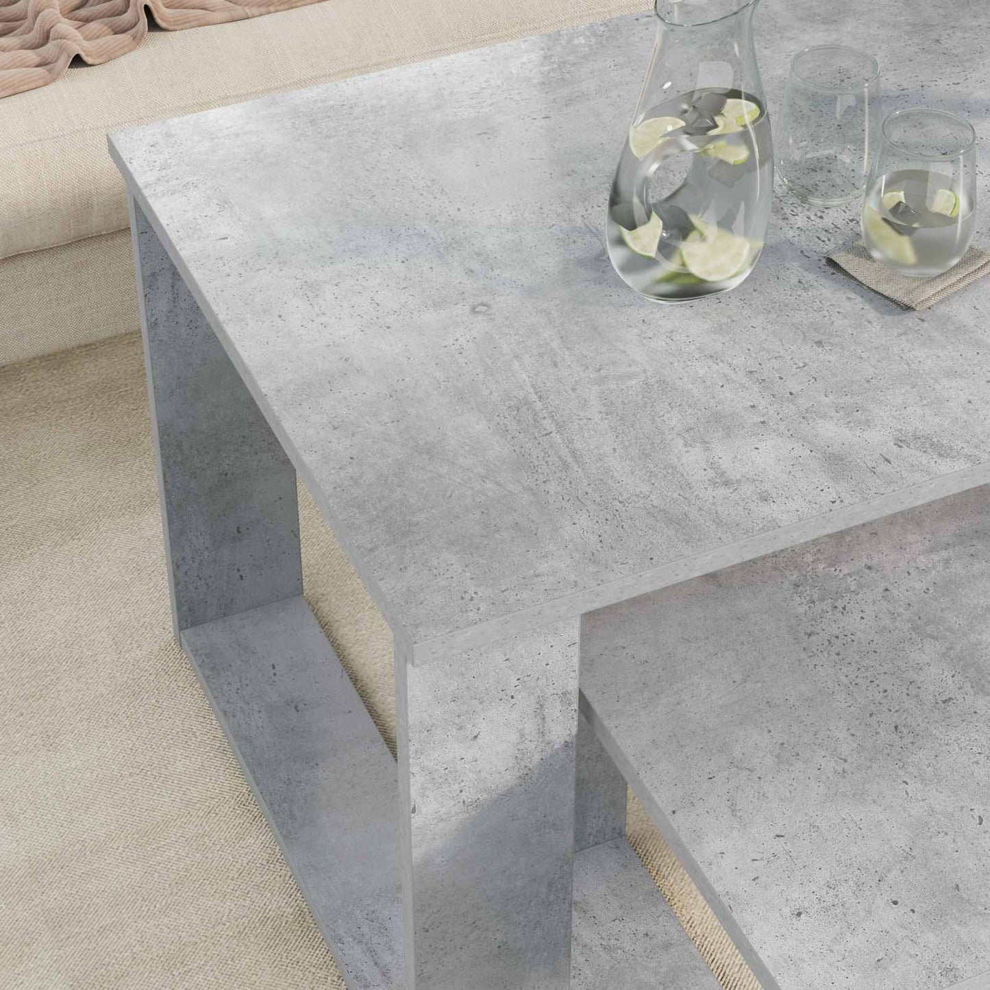 Koffietafel Set 2 pcs Beton Grijs Bewerkt hout is nu te koop bij PeponiXL, paradijselijk wonen!