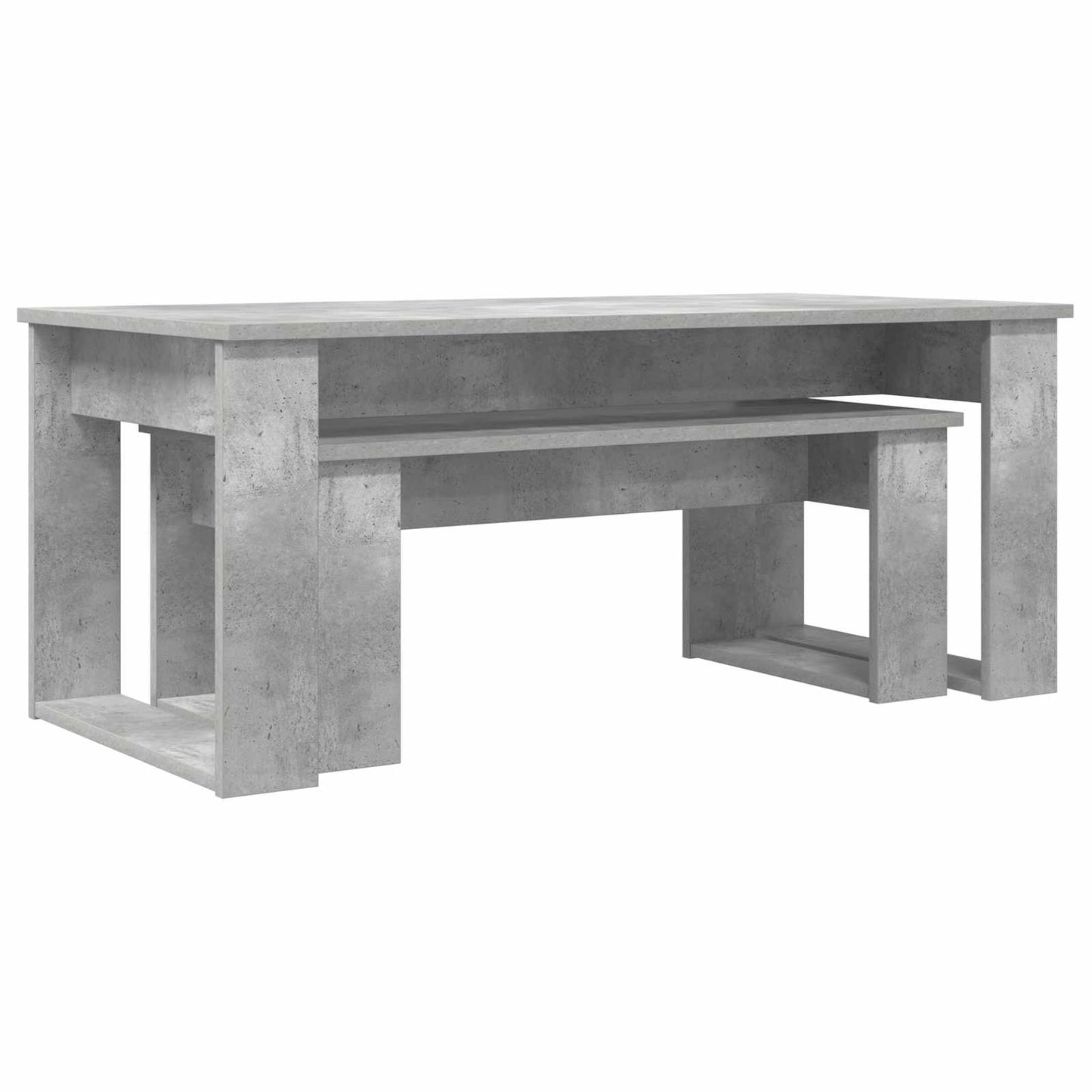 Koffietafel Set 2 pcs Beton Grijs Bewerkt hout is nu te koop bij PeponiXL, paradijselijk wonen!