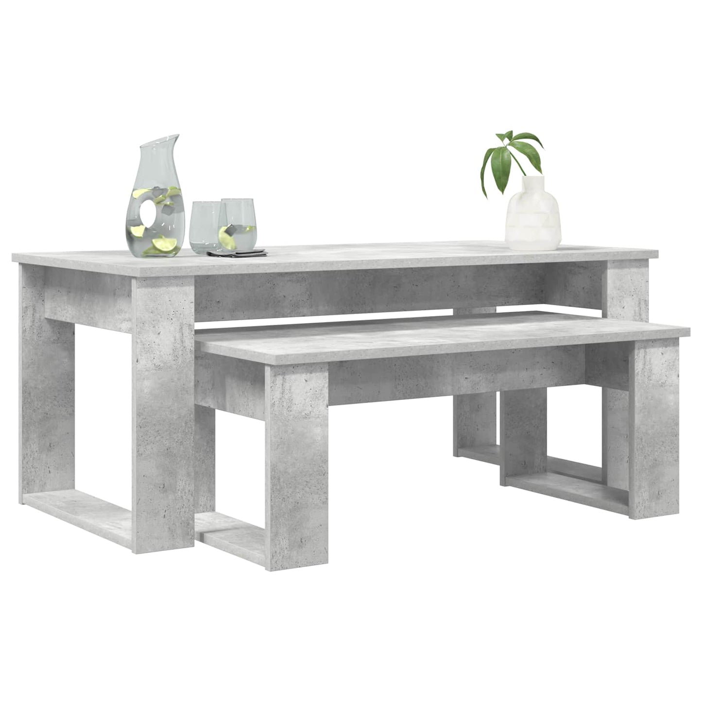 Koffietafel Set 2 pcs Beton Grijs Bewerkt hout is nu te koop bij PeponiXL, paradijselijk wonen!