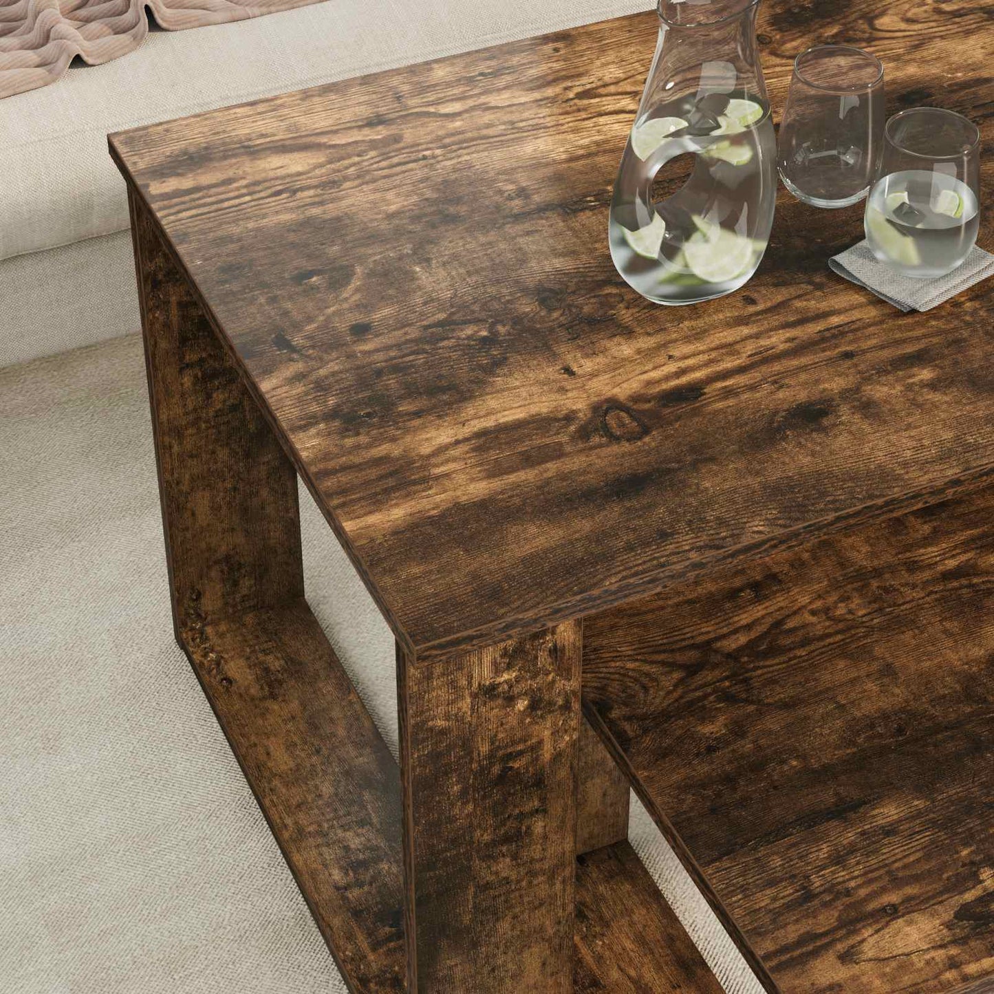 Koffietafel Set 2 pcs Gerookt eiken Bewerkt hout is nu te koop bij PeponiXL, paradijselijk wonen!