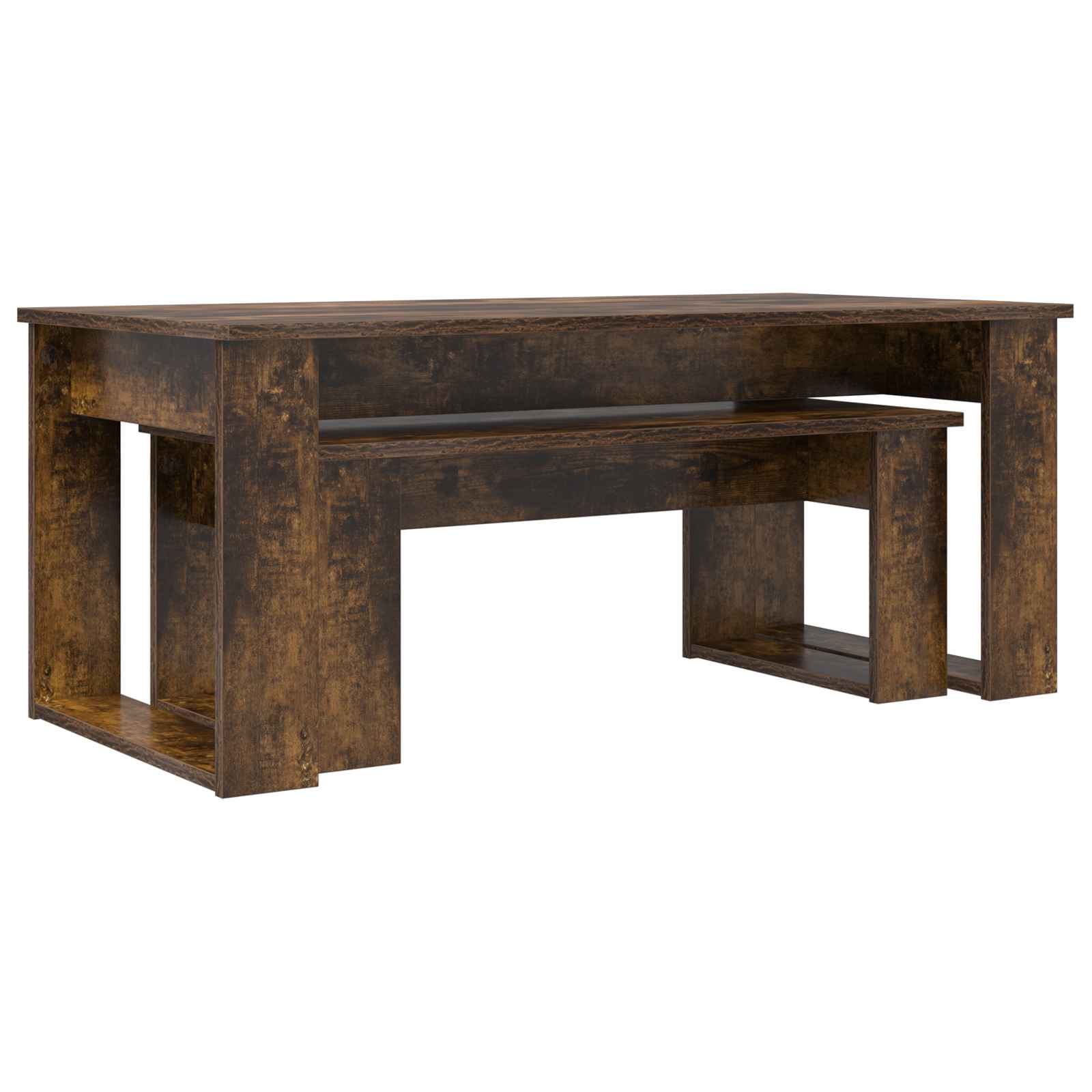 Koffietafel Set 2 pcs Gerookt eiken Bewerkt hout is nu te koop bij PeponiXL, paradijselijk wonen!