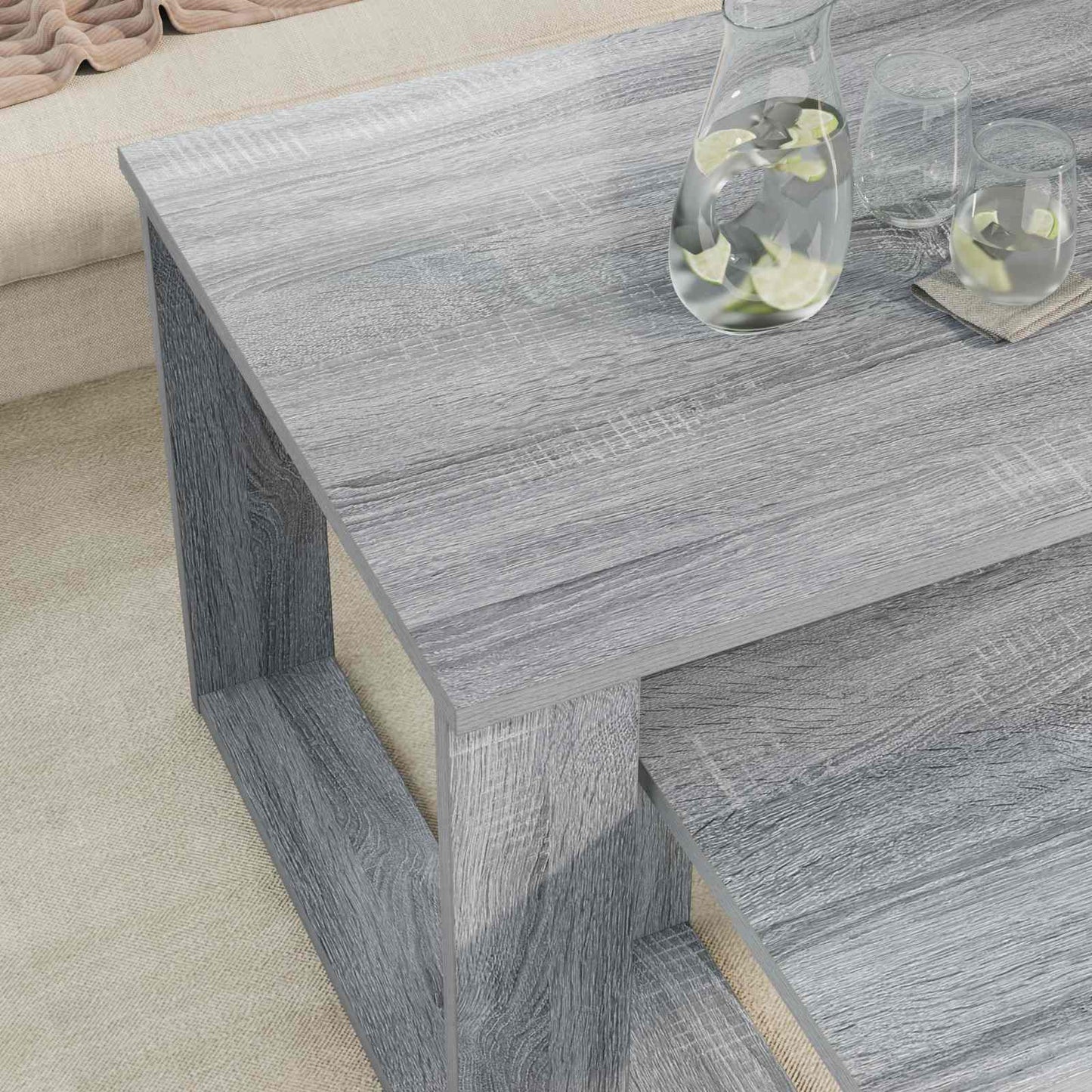 Koffietafel Set 2 pcs Grijs Sonoma Bewerkt hout is nu te koop bij PeponiXL, paradijselijk wonen!