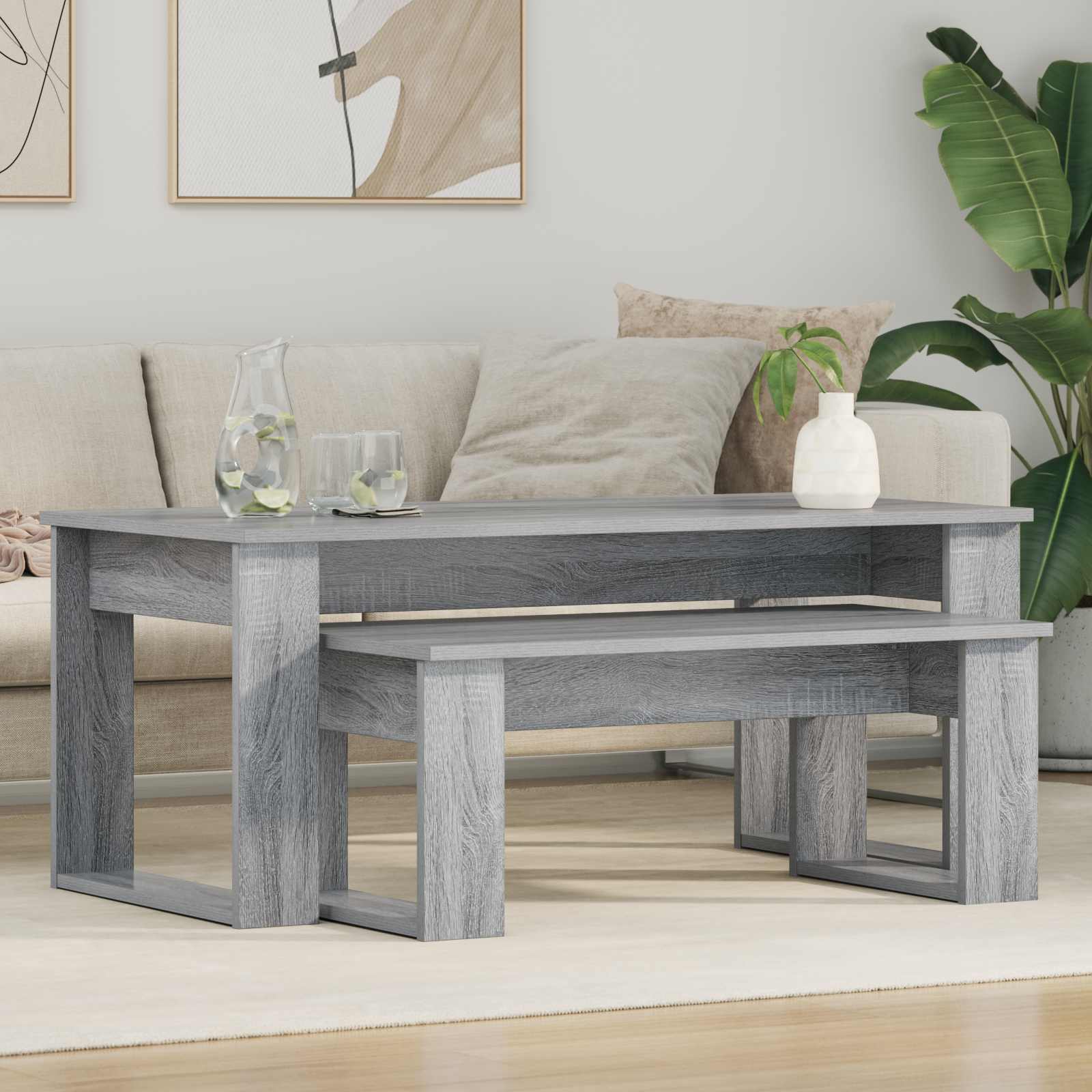 Koffietafel Set 2 pcs Grijs Sonoma Bewerkt hout is nu te koop bij PeponiXL, paradijselijk wonen!