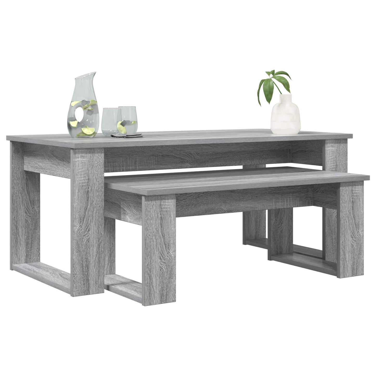 Koffietafel Set 2 pcs Grijs Sonoma Bewerkt hout is nu te koop bij PeponiXL, paradijselijk wonen!
