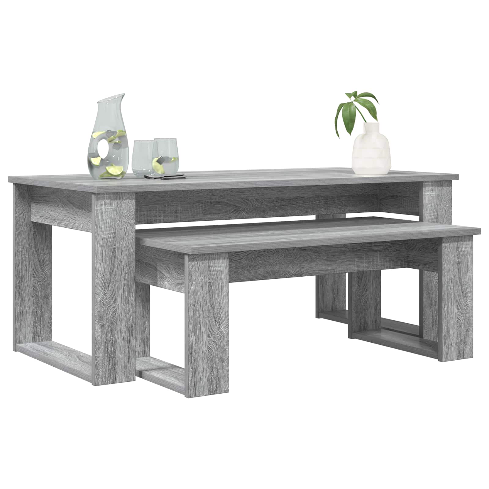 Koffietafel Set 2 pcs Grijs Sonoma Bewerkt hout is nu te koop bij PeponiXL, paradijselijk wonen!