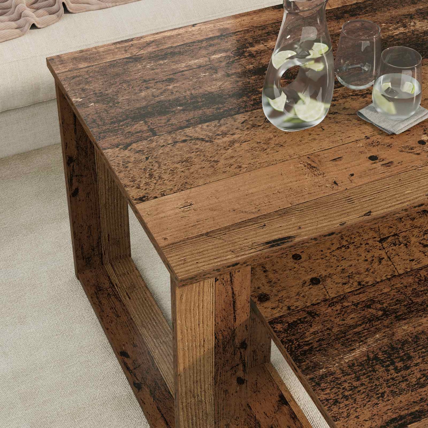 Koffietafel Set 2 pcs Oudhout Bewerkt hout is nu te koop bij PeponiXL, paradijselijk wonen!