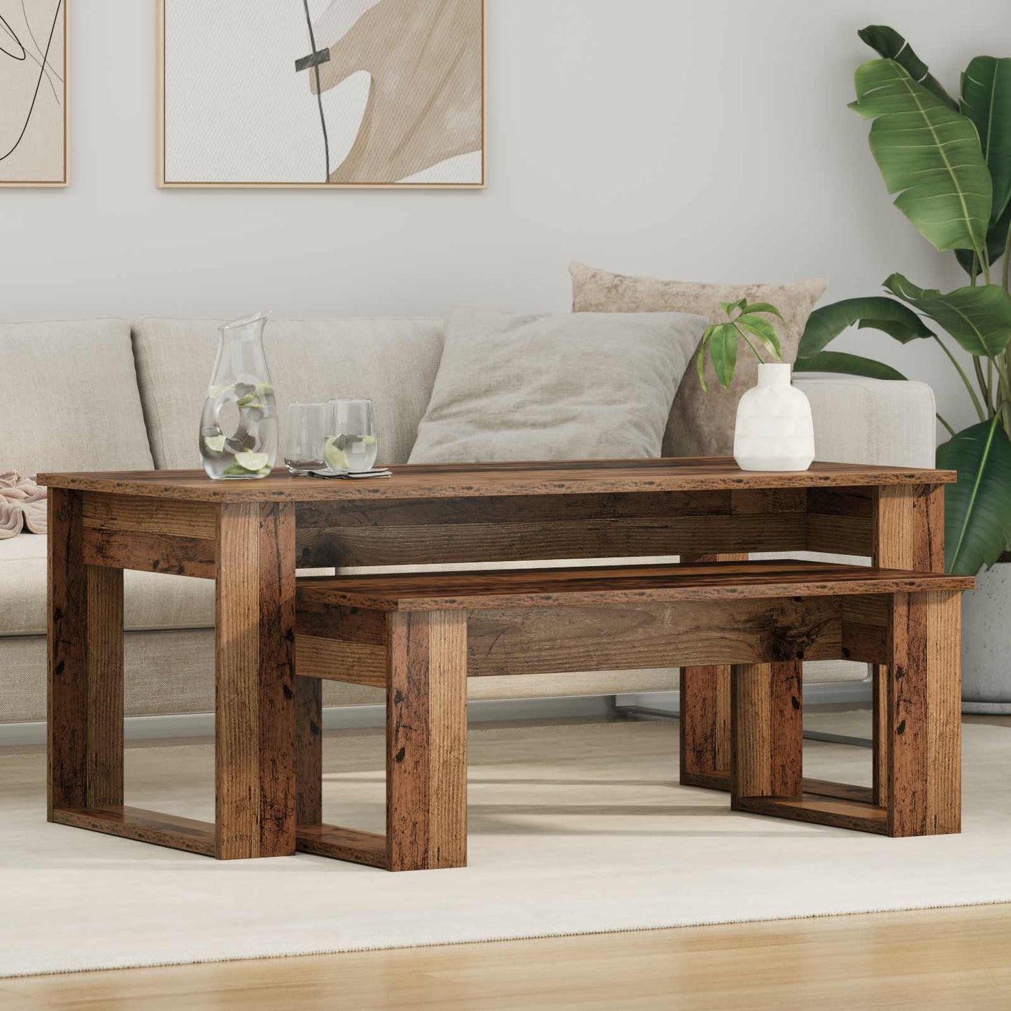 Koffietafel Set 2 pcs Oudhout Bewerkt hout is nu te koop bij PeponiXL, paradijselijk wonen!