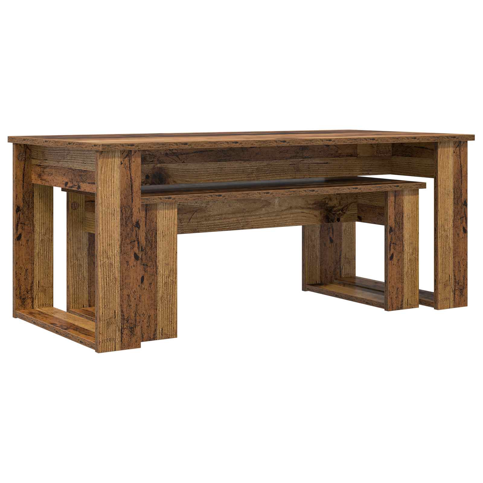 Koffietafel Set 2 pcs Oudhout Bewerkt hout is nu te koop bij PeponiXL, paradijselijk wonen!