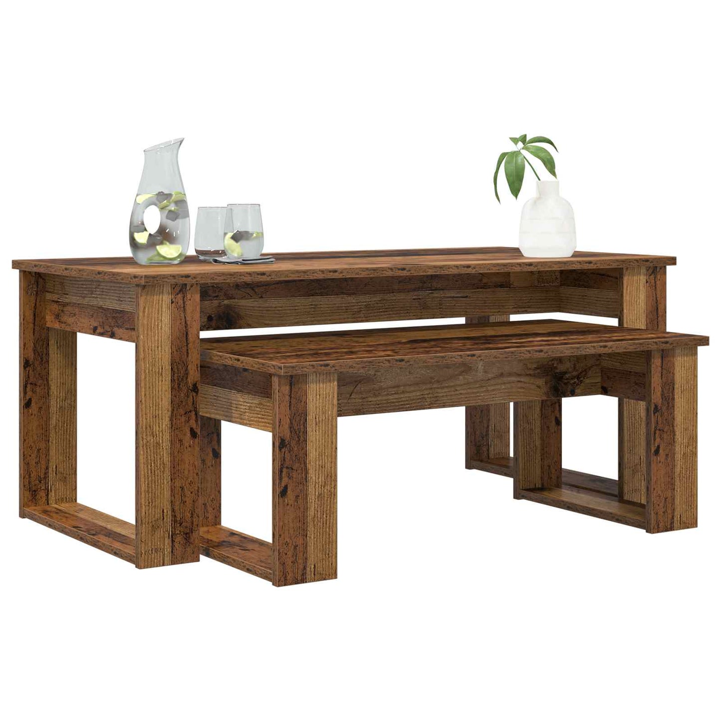Koffietafel Set 2 pcs Oudhout Bewerkt hout is nu te koop bij PeponiXL, paradijselijk wonen!