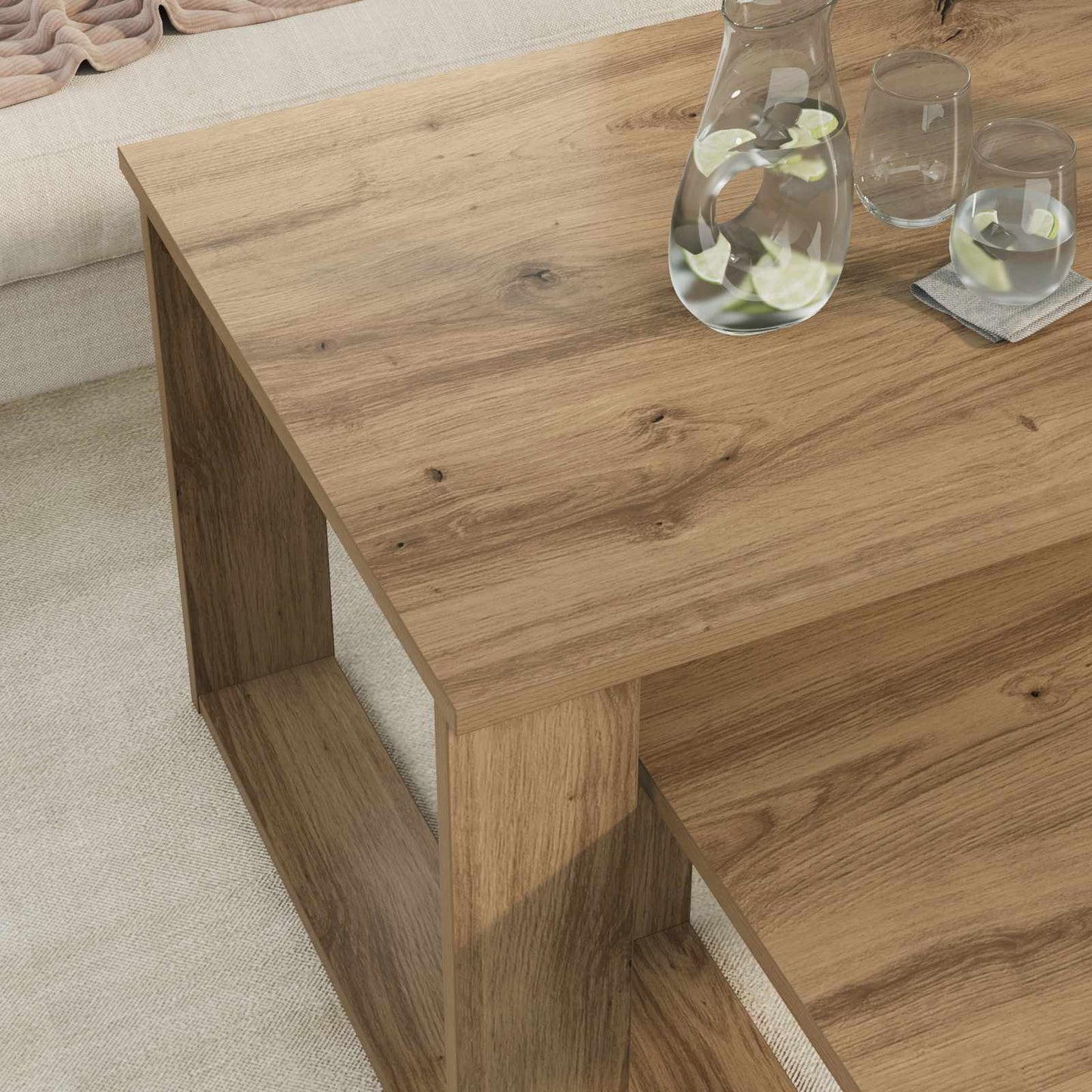 Koffietafel Set 2 pcs Artisan Eiken Bewerkt hout is nu te koop bij PeponiXL, paradijselijk wonen!