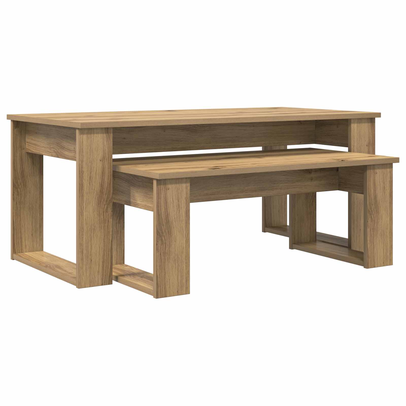 Koffietafel Set 2 pcs Artisan Eiken Bewerkt hout is nu te koop bij PeponiXL, paradijselijk wonen!