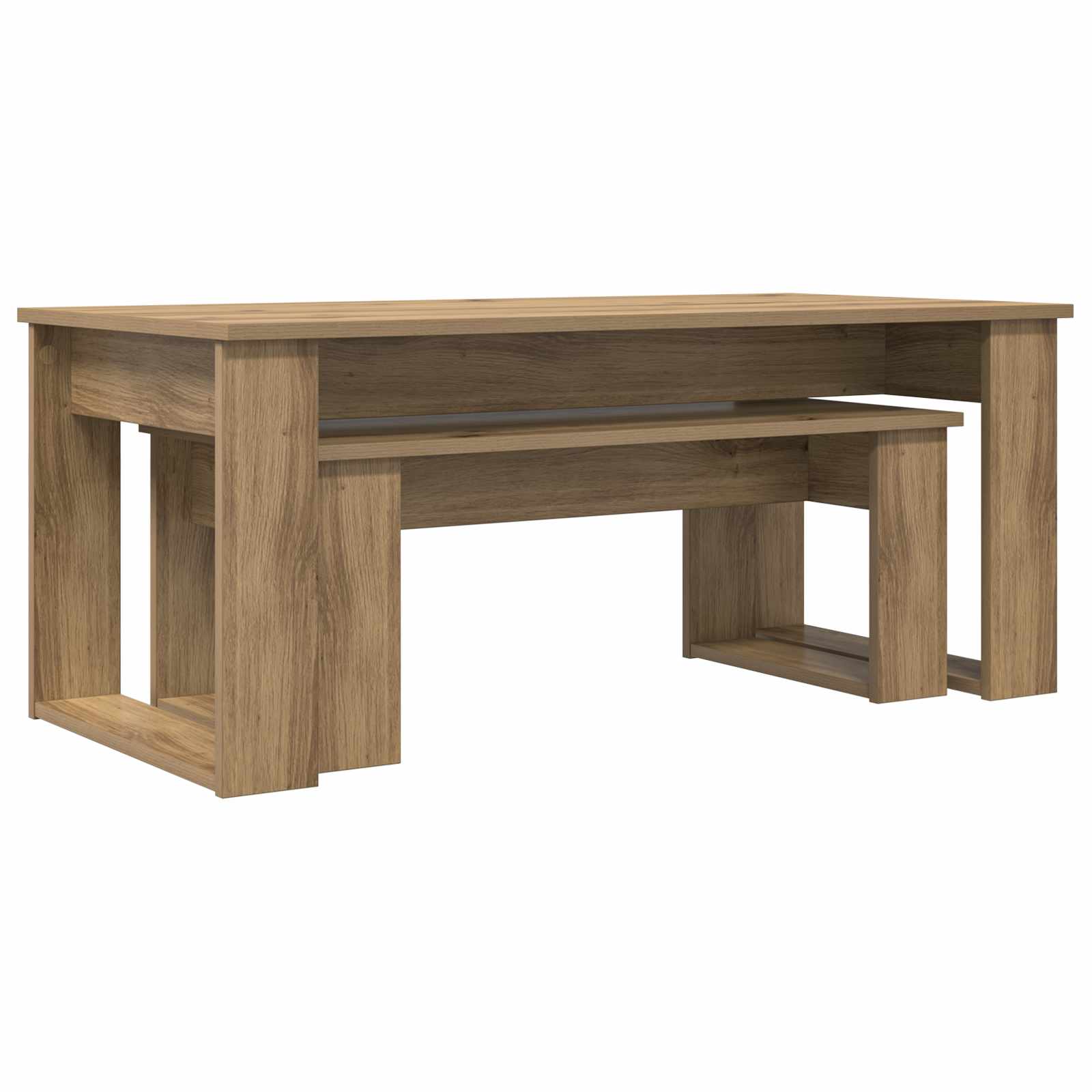 Koffietafel Set 2 pcs Artisan Eiken Bewerkt hout is nu te koop bij PeponiXL, paradijselijk wonen!