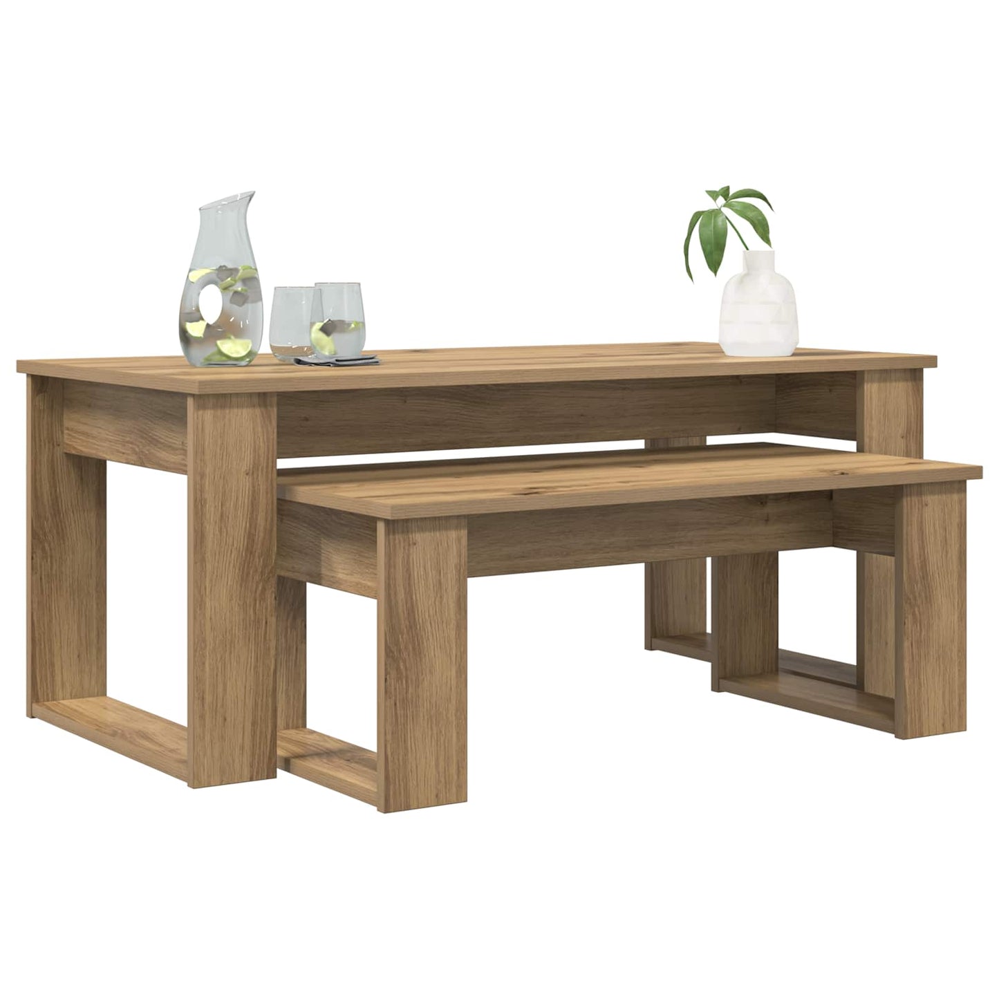 Koffietafel Set 2 pcs Artisan Eiken Bewerkt hout is nu te koop bij PeponiXL, paradijselijk wonen!