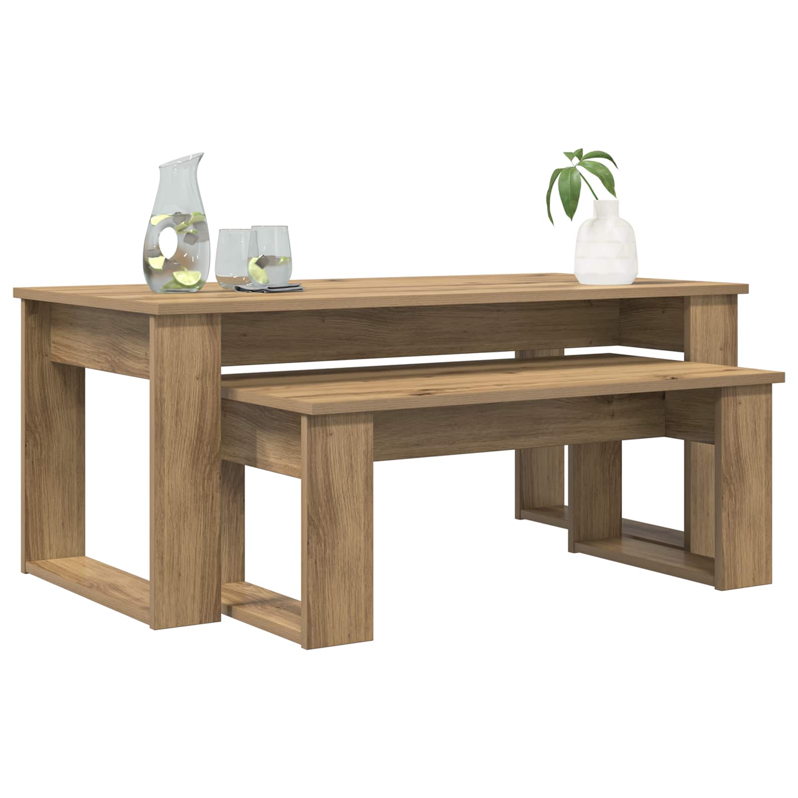 Koffietafel Set 2 pcs Artisan Eiken Bewerkt hout is nu te koop bij PeponiXL, paradijselijk wonen!