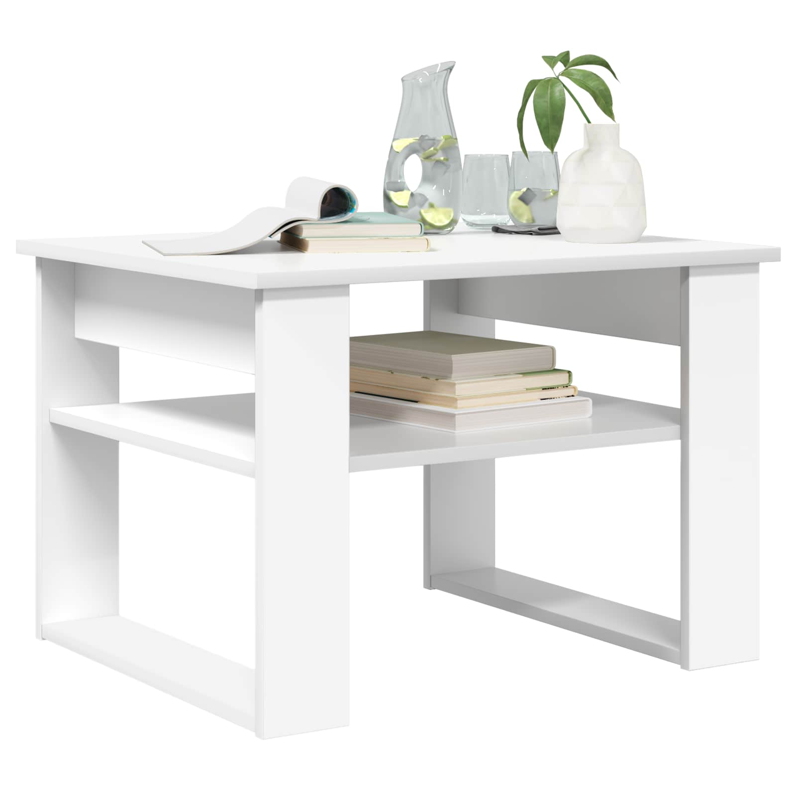 Salontafel met opslag Wit 64 x 54 x 44 cm Bewerkt hout is nu te koop bij PeponiXL, paradijselijk wonen!