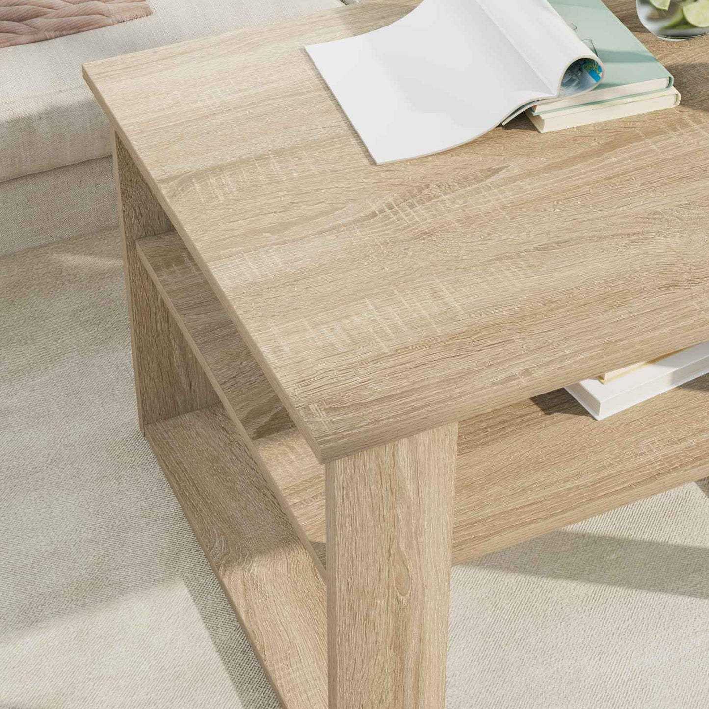 Salontafel met opslag Sonoma Eiken 64 x 54 x 44 cm Bewerkt hout is nu te koop bij PeponiXL, paradijselijk wonen!