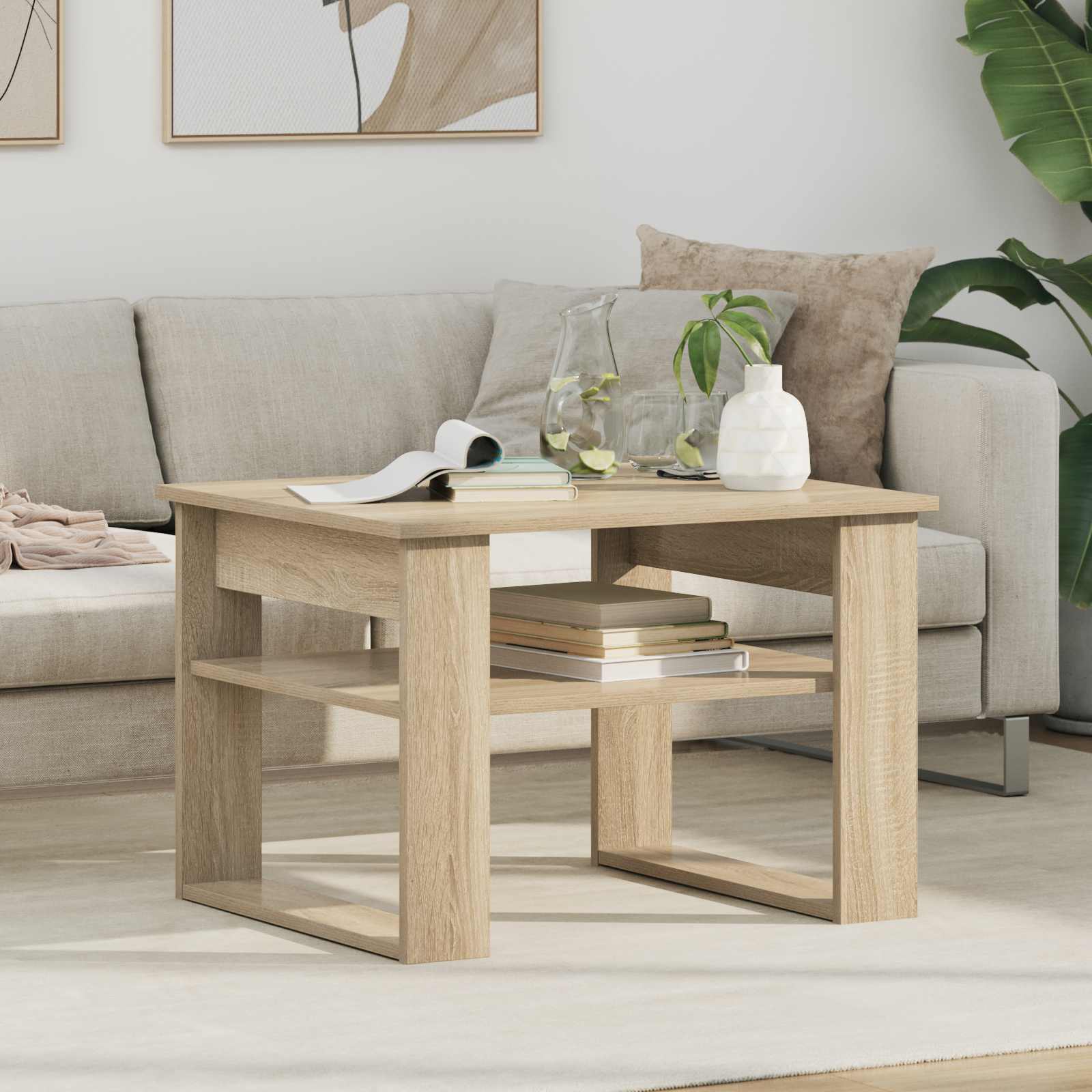 Salontafel met opslag Sonoma Eiken 64 x 54 x 44 cm Bewerkt hout is nu te koop bij PeponiXL, paradijselijk wonen!