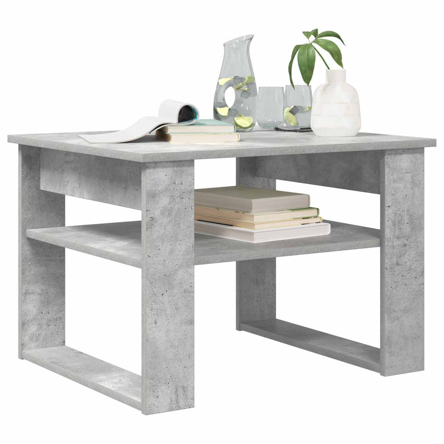 Salontafel met opslag Beton Grijs 64 x 54 x 44 cm Bewerkt hout is nu te koop bij PeponiXL, paradijselijk wonen!