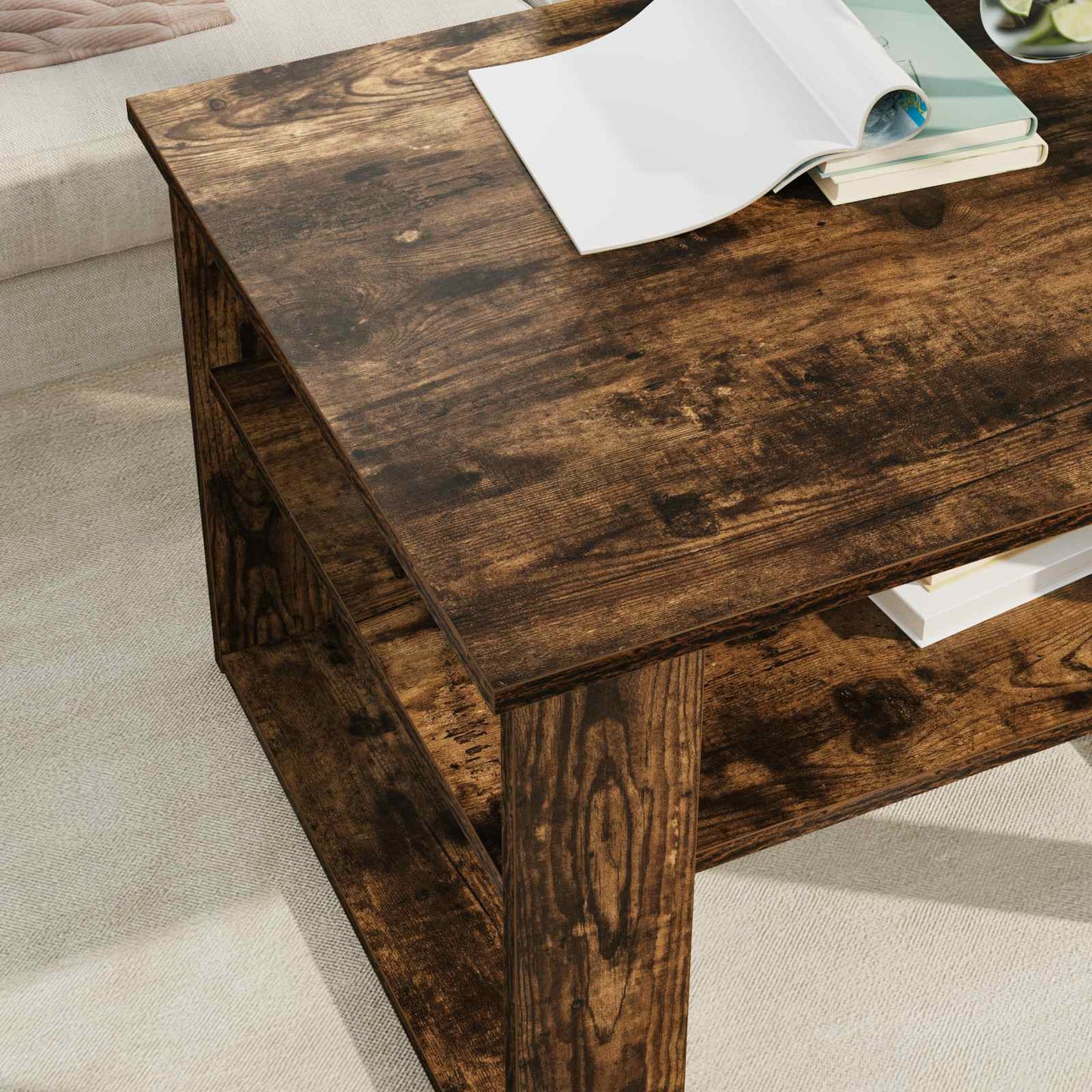 Salontafel Gerookt eiken 64 x 54 x 44 cm Bewerkt hout is nu te koop bij PeponiXL, paradijselijk wonen!