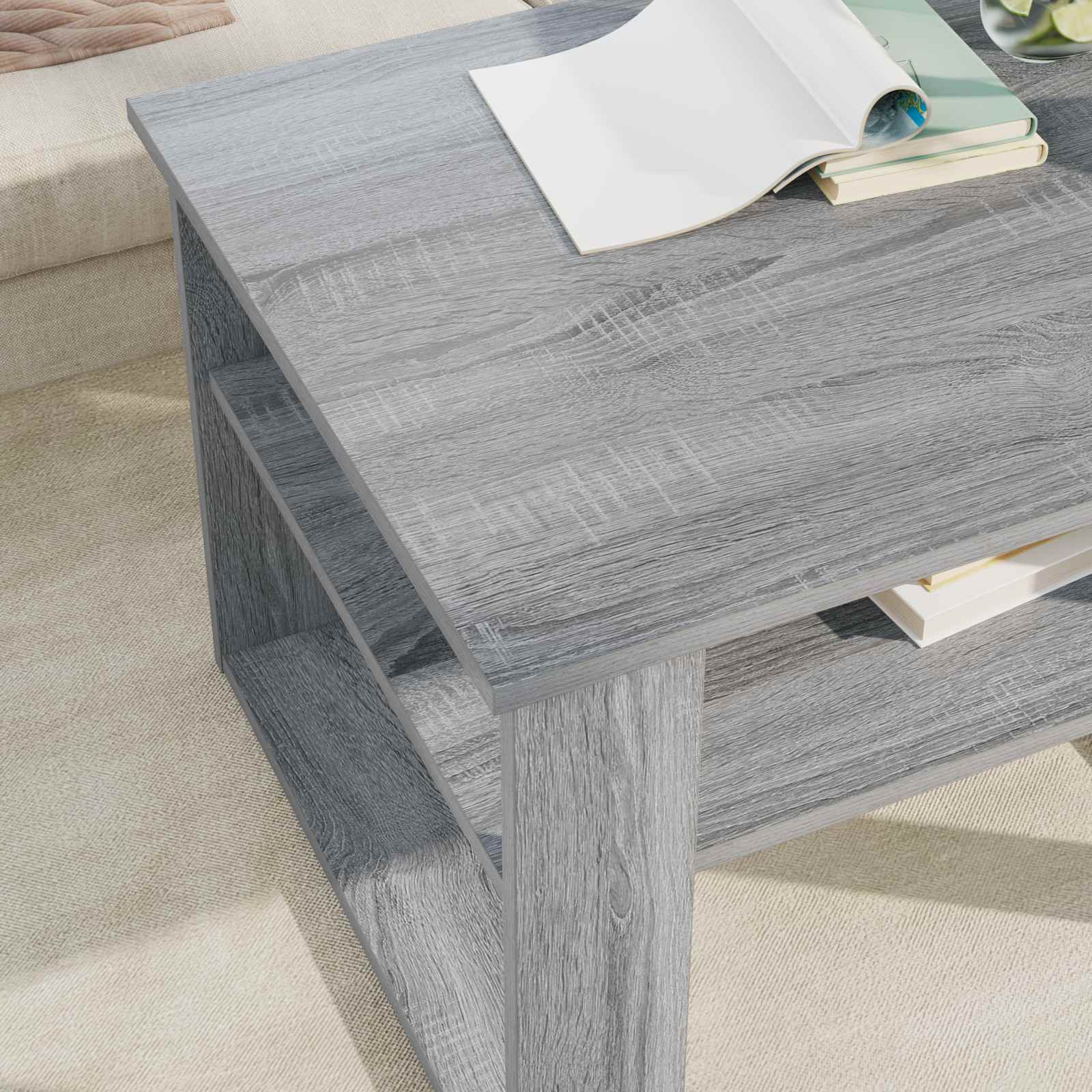 Salontafel met opslag Grijs Sonoma 64 x 54 x 44 cm Bewerkt hout is nu te koop bij PeponiXL, paradijselijk wonen!