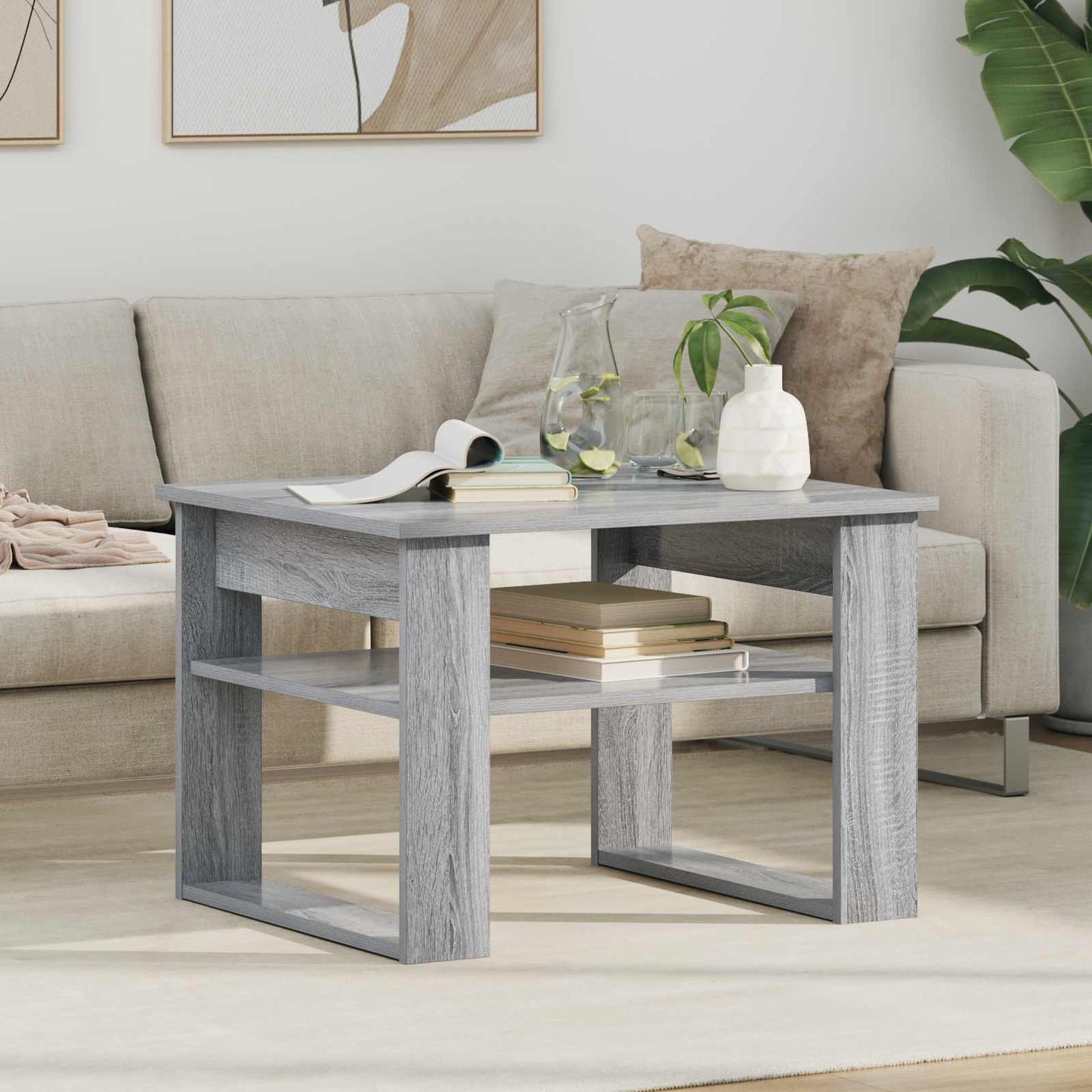 Salontafel met opslag Grijs Sonoma 64 x 54 x 44 cm Bewerkt hout is nu te koop bij PeponiXL, paradijselijk wonen!