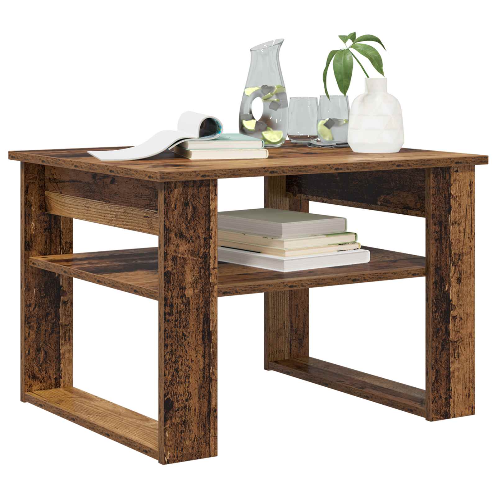 Salontafel met opslag Oudhout 64 x 54 x 44 cm Bewerkt hout is nu te koop bij PeponiXL, paradijselijk wonen!