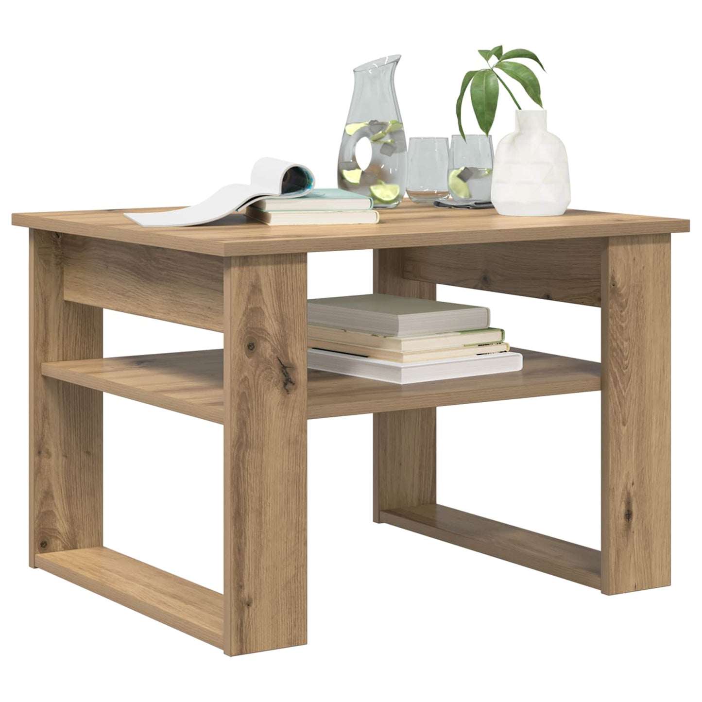 Salontafel Artisan Eiken 64 x 54 x 44 cm Bewerkt hout is nu te koop bij PeponiXL, paradijselijk wonen!