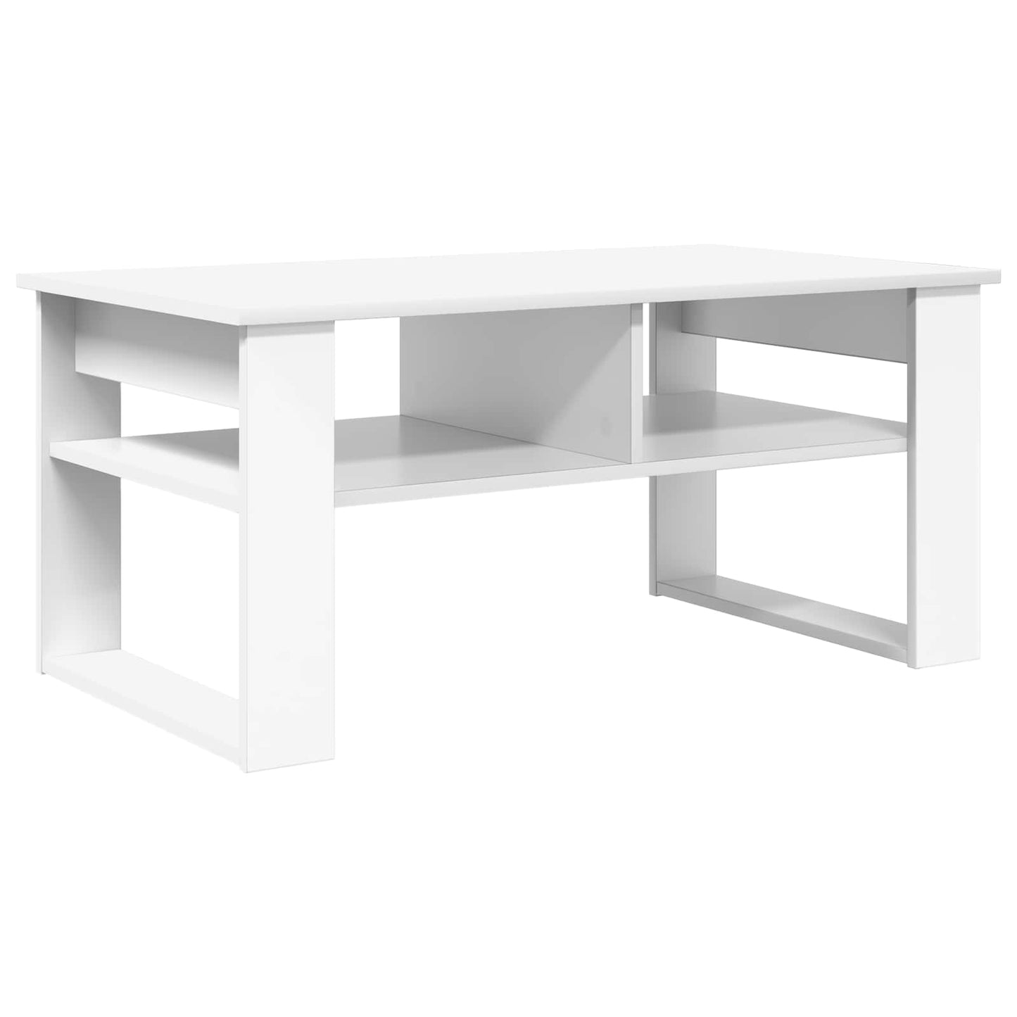 Salontafel met opslag Wit 96 x 54 x 44 cm Bewerkt hout is nu te koop bij PeponiXL, paradijselijk wonen!