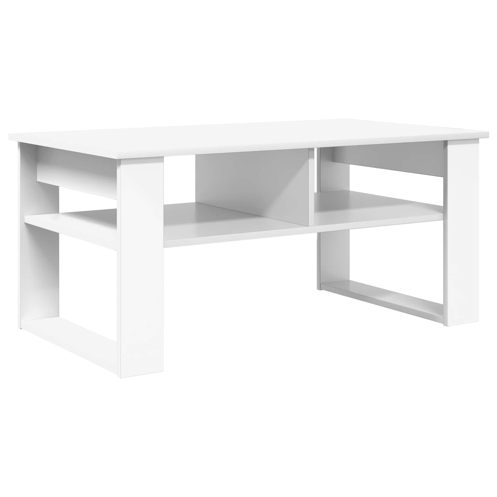 Salontafel met opslag Wit 96 x 54 x 44 cm Bewerkt hout is nu te koop bij PeponiXL, paradijselijk wonen!